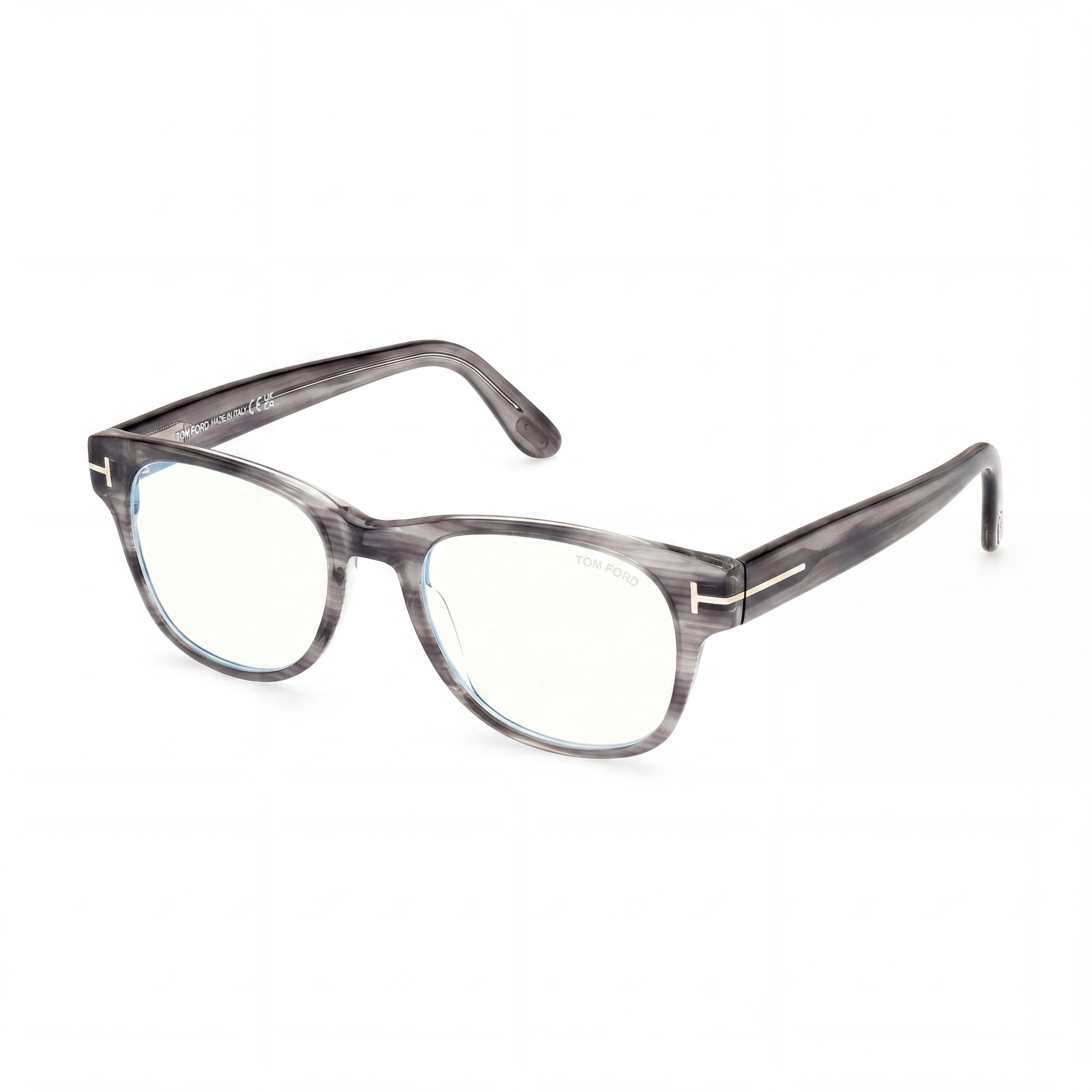 Gafas de sol Tom Ford FT5898-B para hombre, montura cuadrada de plástico con borde completo, rayas grises y azules, 52 mm, Photo 1