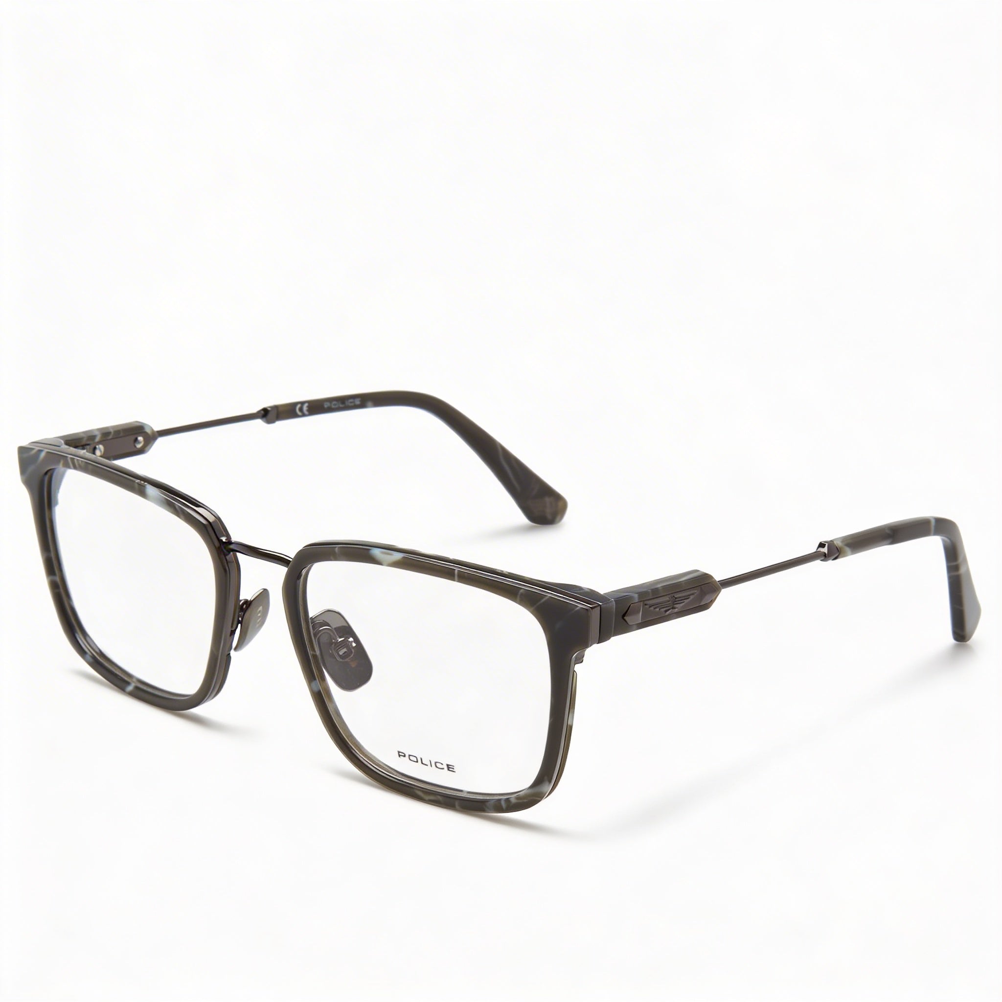 Police Classic Vision Glasses for Men with Shiny Gun Frame and Plastic Lenses, Photo 1