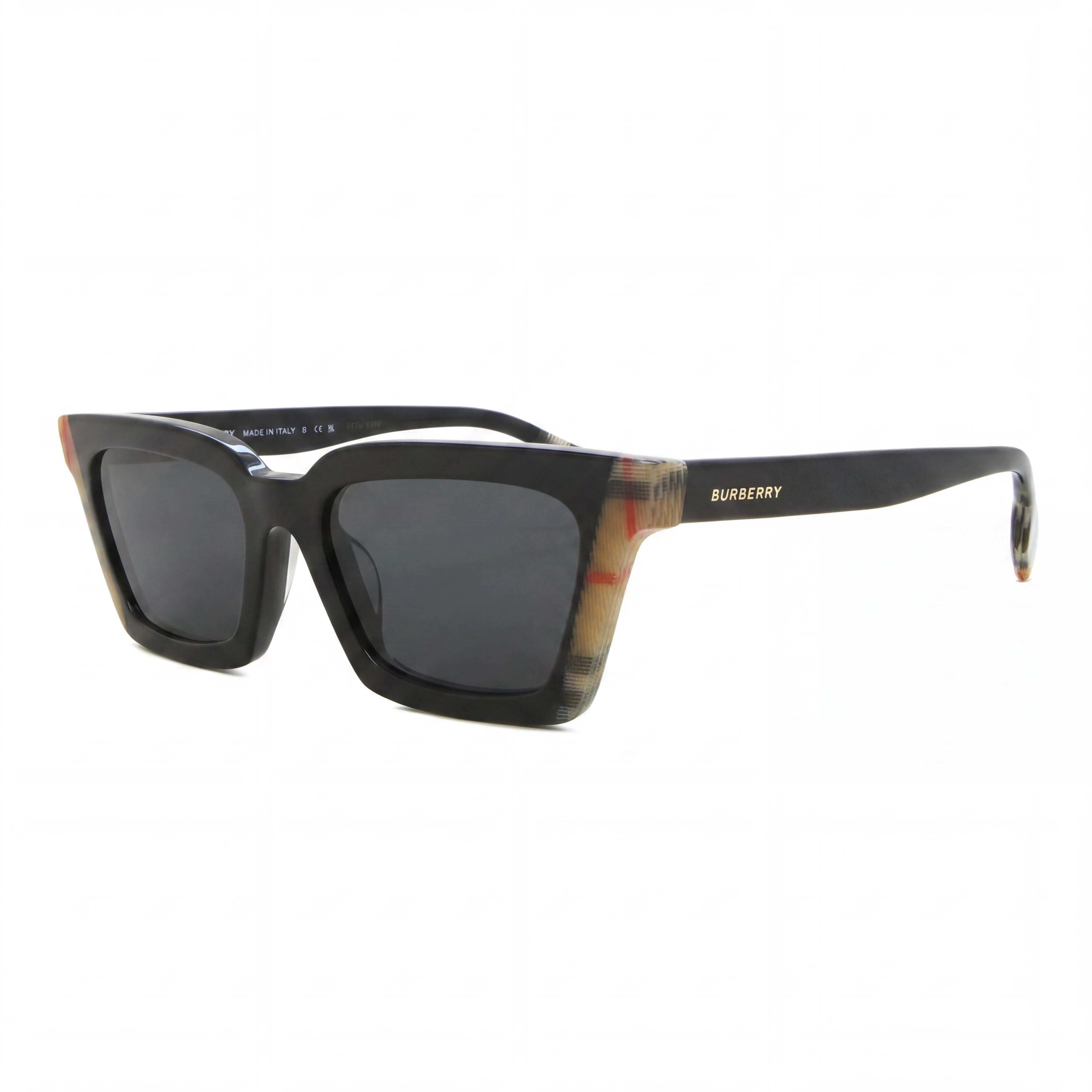 BURBERRY Vintage Cat Eye Women's Black Acetate Sunglasses, Dark Grey Non-Polarized Lenses, 52mm, UV Protected, Photo 1