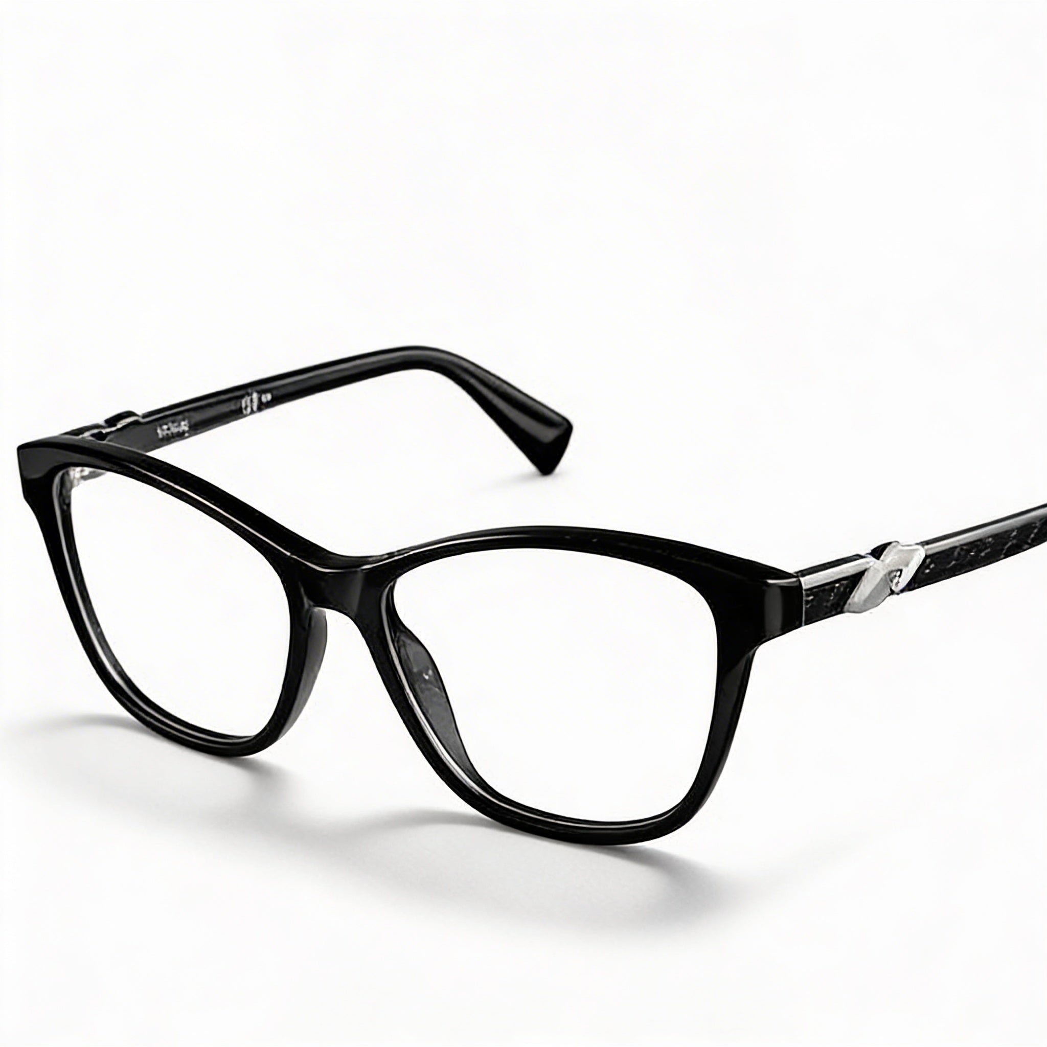 Gafas Pierre Cardin Classic para mujer con montura de plástico, rayas grises y negras, lentes transparentes, talla 53-16-135, Photo 1