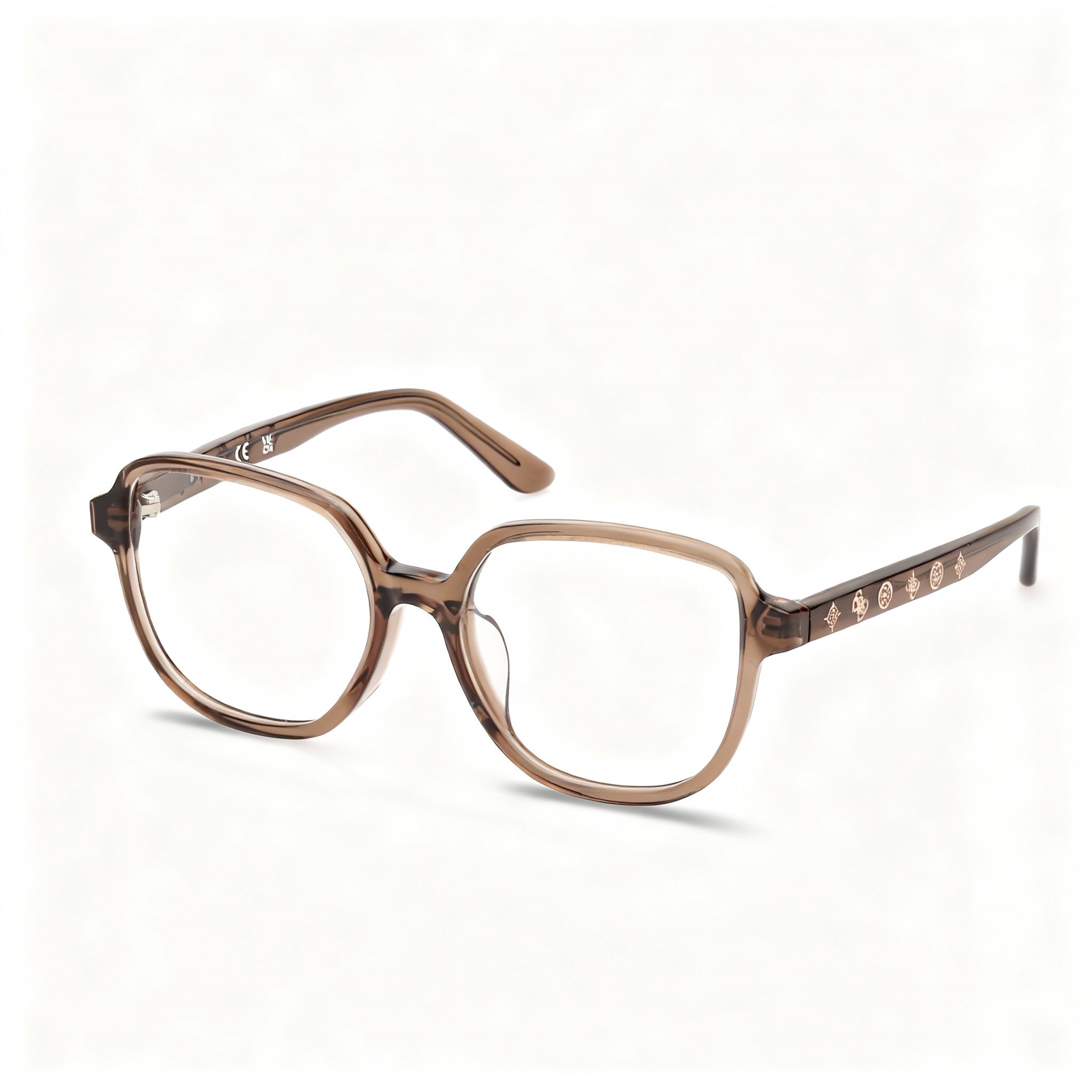 GUESS Eyewear Frames, Men's Rectangular Acetate, Shiny Dark Brown, Standard Fit, Ideal for Prescription Lenses