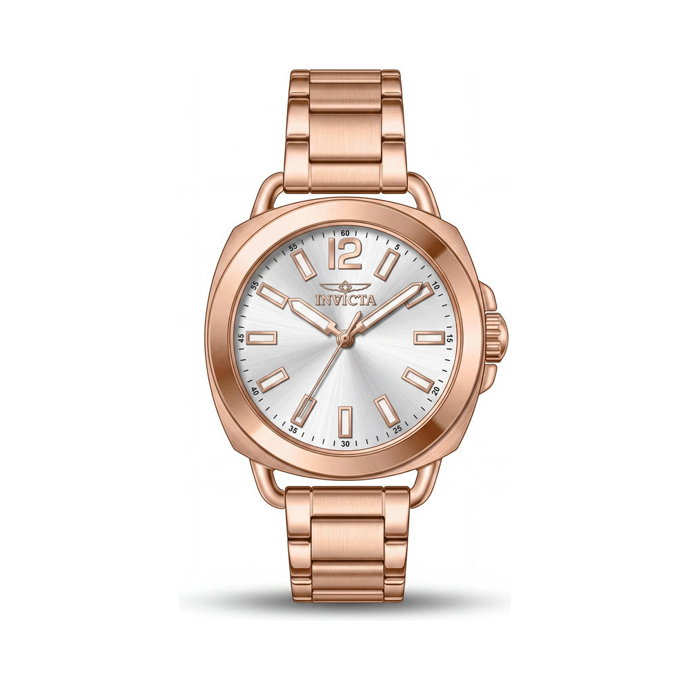 Invicta Fashion Women's Rose Gold Stainless Steel 32mm Quartz Watch, Silver Dial, Scratch-Resistant, Water Resistant