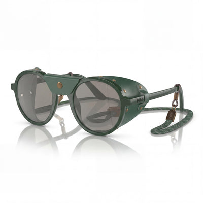 POLO RALPH LAUREN Women's Ph4216qu Universal Fit Shiny Green Plastic Light Grey Mirrored Silver UV Protection Sunglasses 52mm