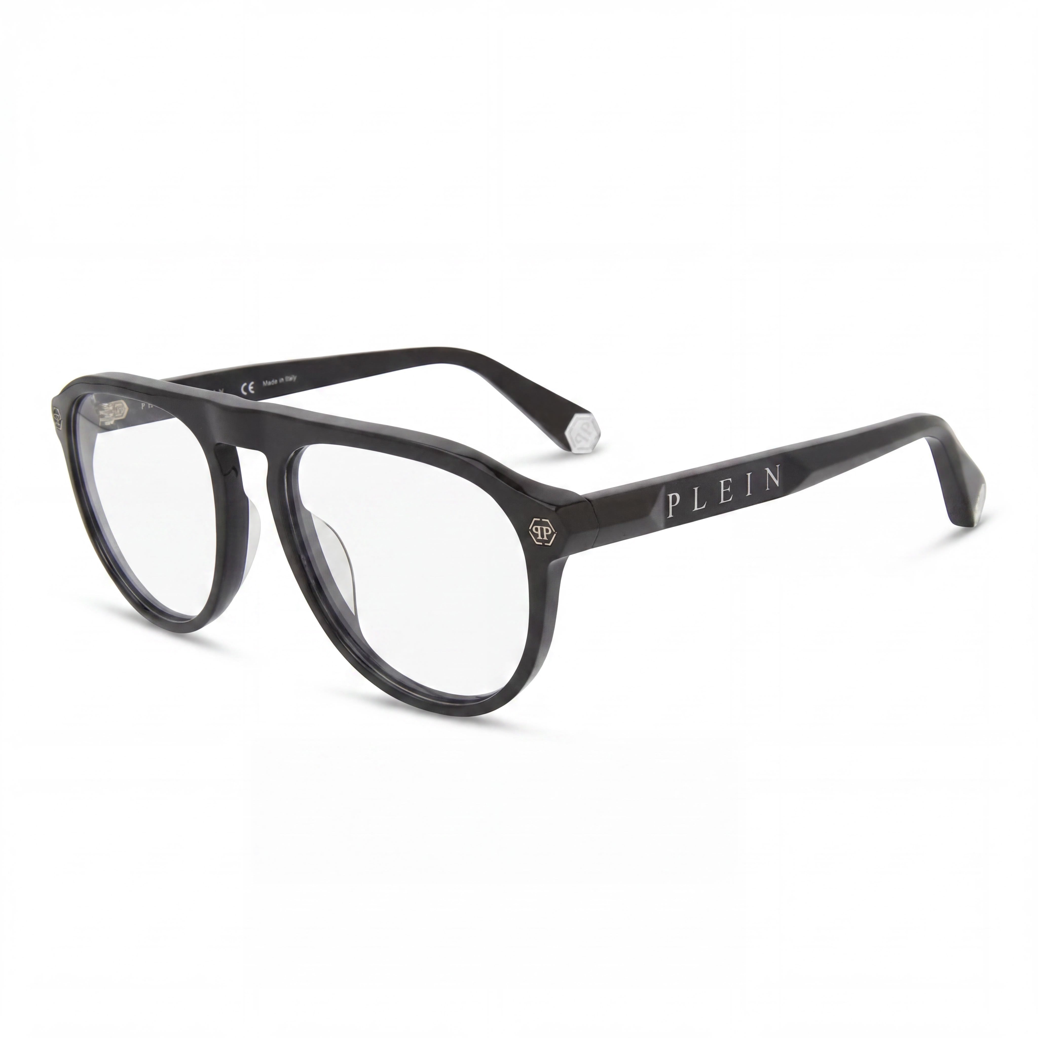 Philipp Plein Vpp016m Unisex Plastic Frame Eyewear in Shiny Black with Multicoloured Lenses, Lens Width 55mm, Photo 1
