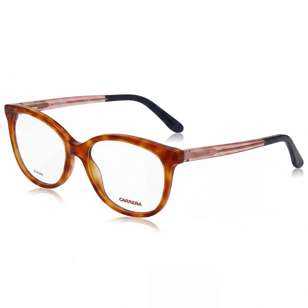 Gafas de acetato ovaladas para mujer Carrera Ca6648 Qkx 51, montura color melocotón habana con lentes transparentes de 51 mm