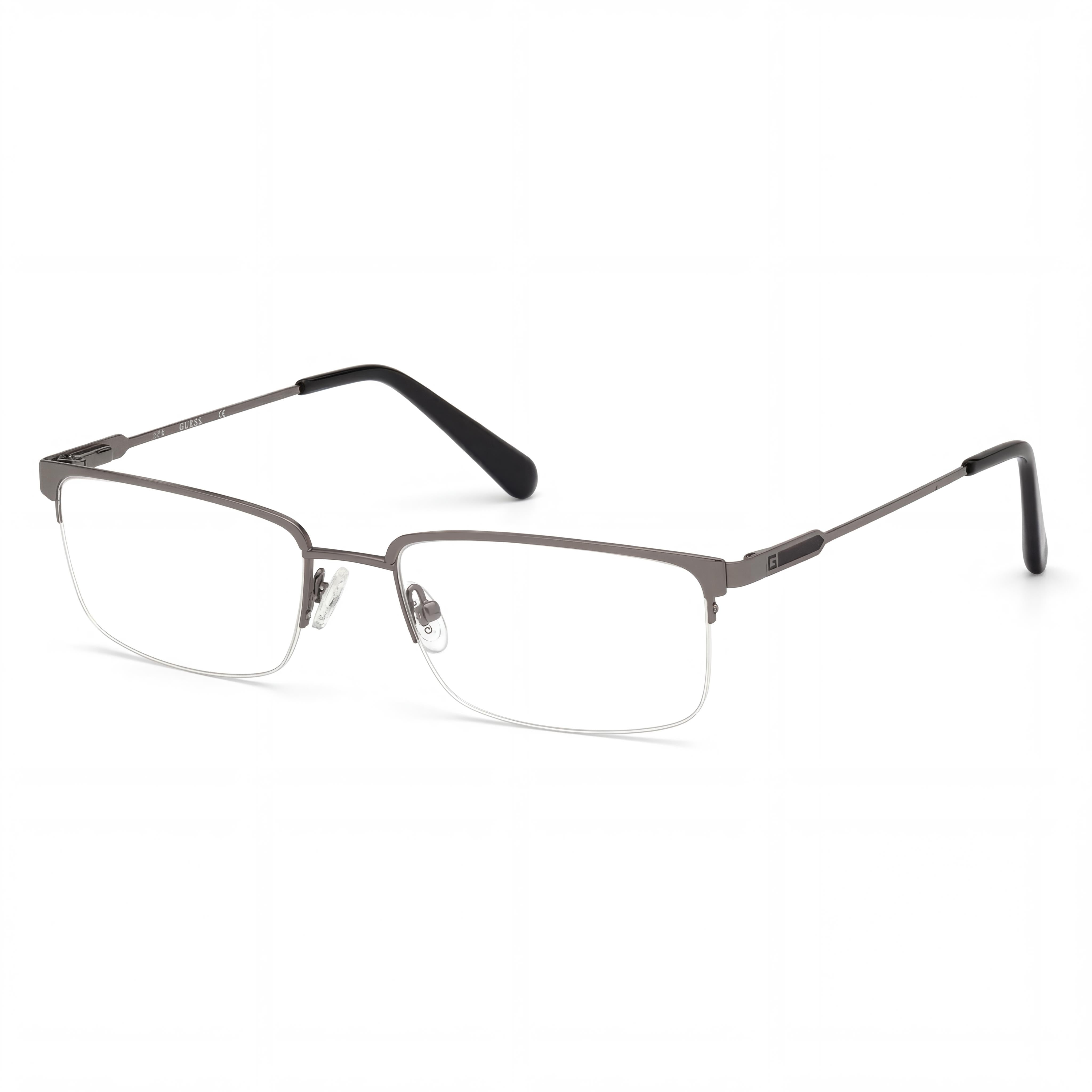Guess Gu50005 Men's Eyeglasses with Gunmetal Metal Frame, Clear Lenses, 56mm Lens Width, 18mm Bridge Width, Photo 1