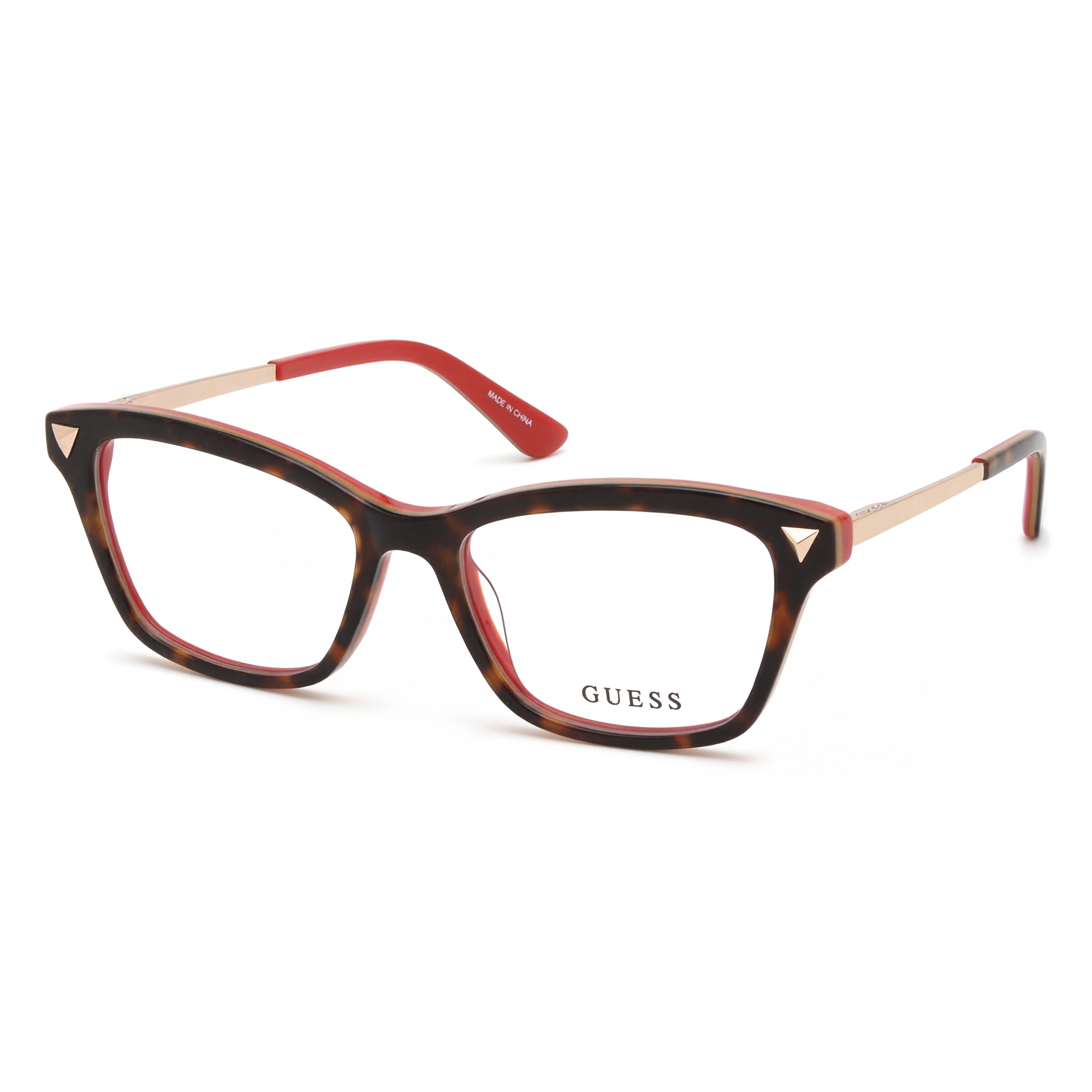 Gafas de vista Guess de estilo clásico para mujer con montura de plástico color Habana oscuro, talla 52-15-140 mm, Photo 1