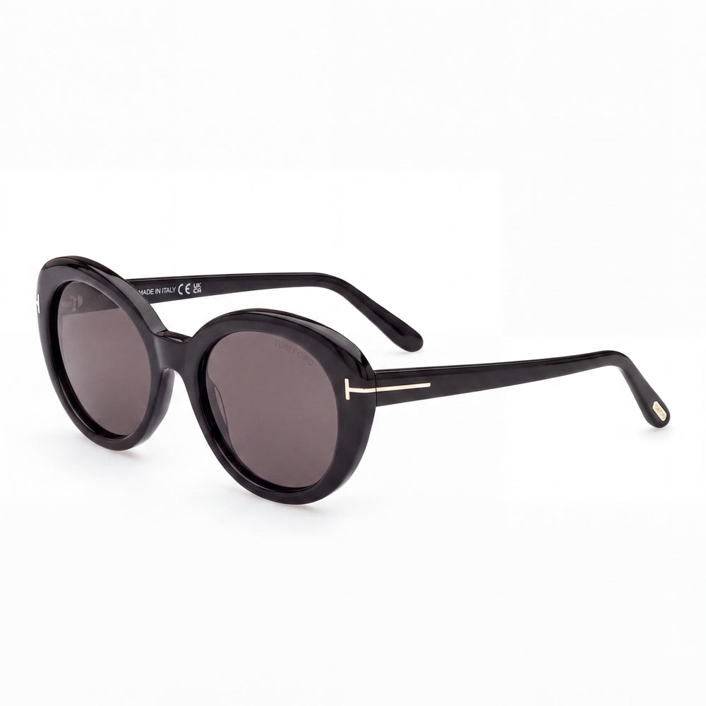 Tom Ford Classic Women's Pantographed Plastic Eyewear, Shiny Black, UV Protected, 55-19-140