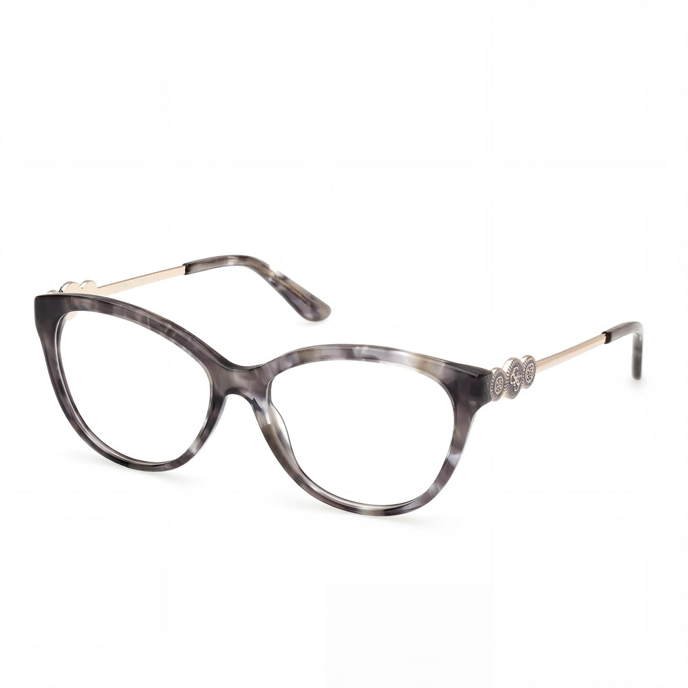 GUESS Gu50230 Gafas de Mujer con Montura de Plástico Gris Habana y Lentes Sin Graduación, Talla 50-16-140