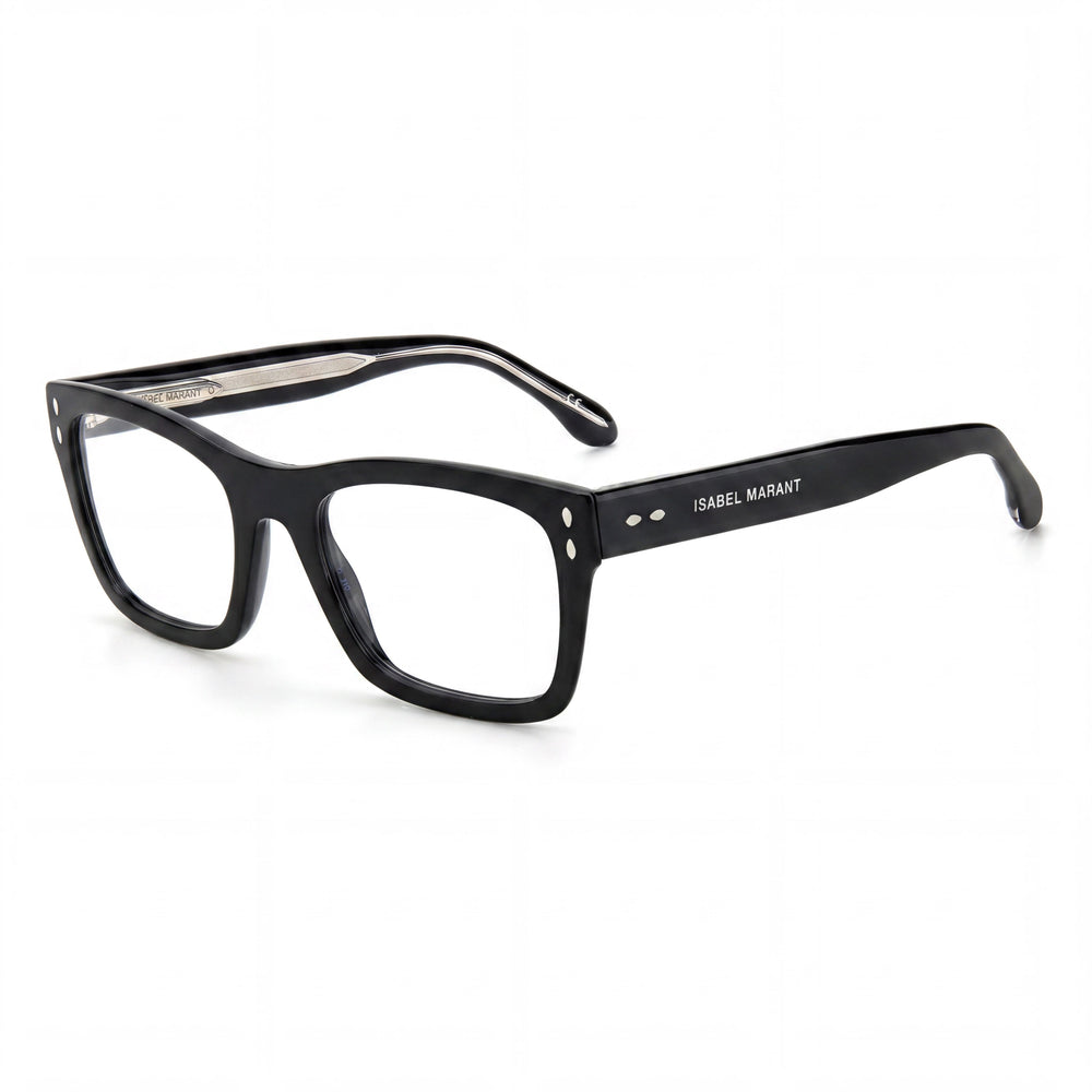 Gafas de sol unisex modernas Isabel Marant con montura de acetato negro, lentes negras, ancho de lente de 52 mm