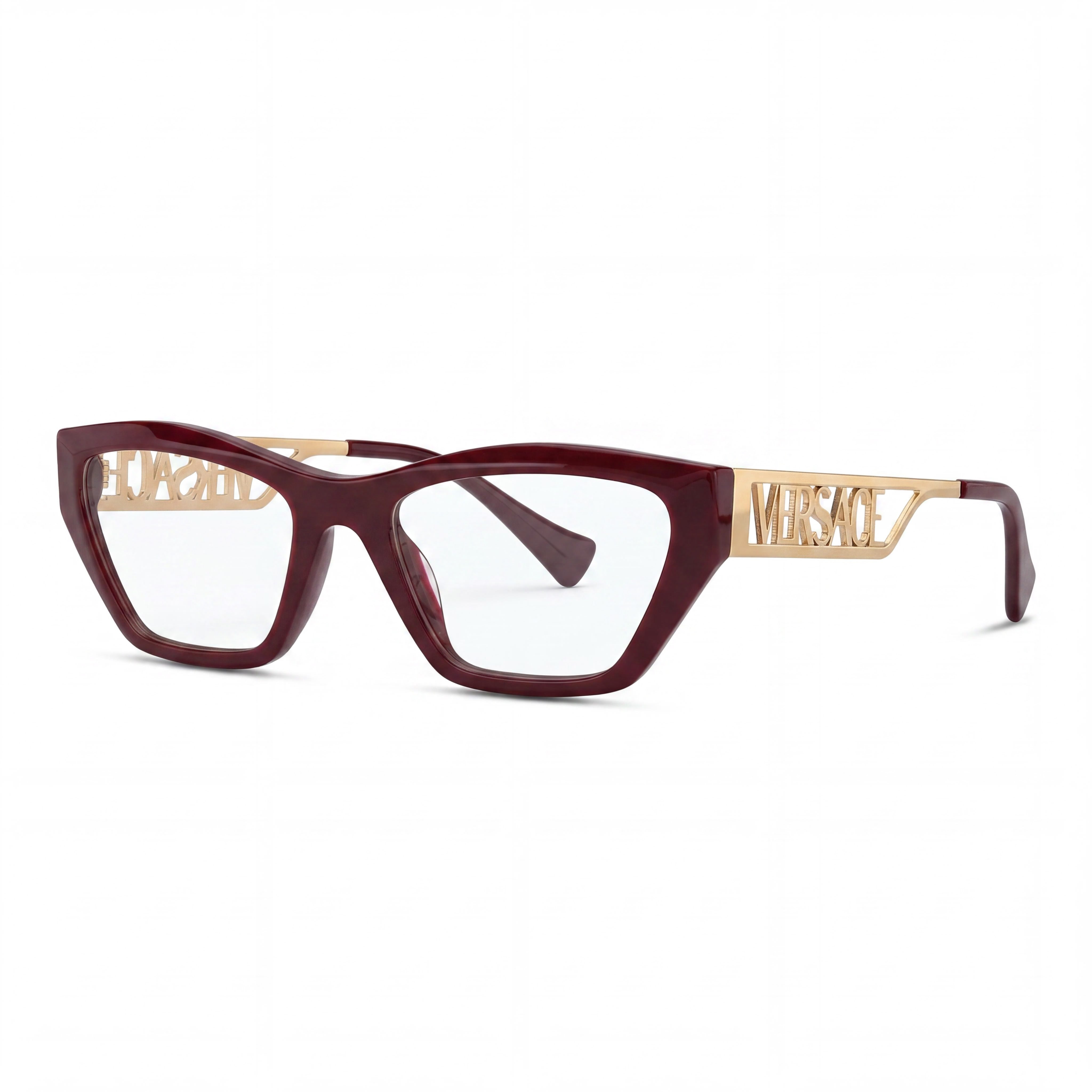 Gafas ópticas Versace Ve 3327u para mujer con montura de aluminio burdeos y lentes de demostración transparentes, 55 mm, Photo 1
