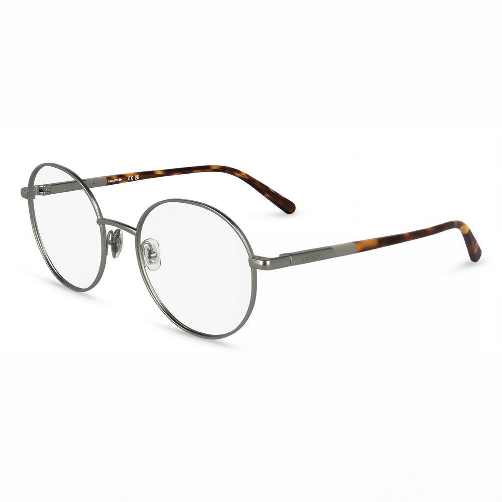 Lacoste L2310 Casual Unisex Metal Oval Frame Eyeglasses with Polycarbonate non- Lenses, Matte Light Gunmetal, 53mm