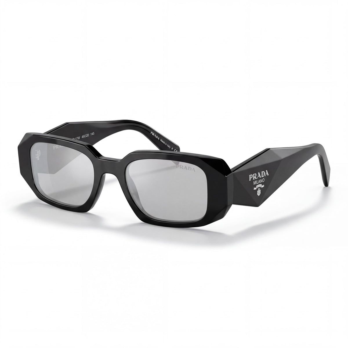 Prada 0pr 17ws Women's Non-Polarized Sunglasses in Black Silver Grey Silver Frame & Light Grey Silver Mirror Lenses 49mm, Photo 1