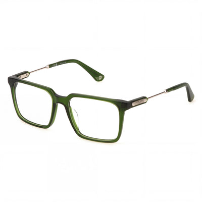 Police Casual Men's Eyeglasses with Shiny Black Frame Color and Acetate Frame Material, Size 53