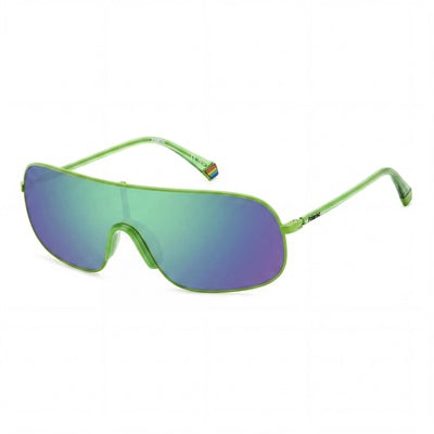 Polaroid Casual Unisex Green Stainless Steel Frame Sunglasses with Grey Green Mirror Polarized Lenses 99-1-140