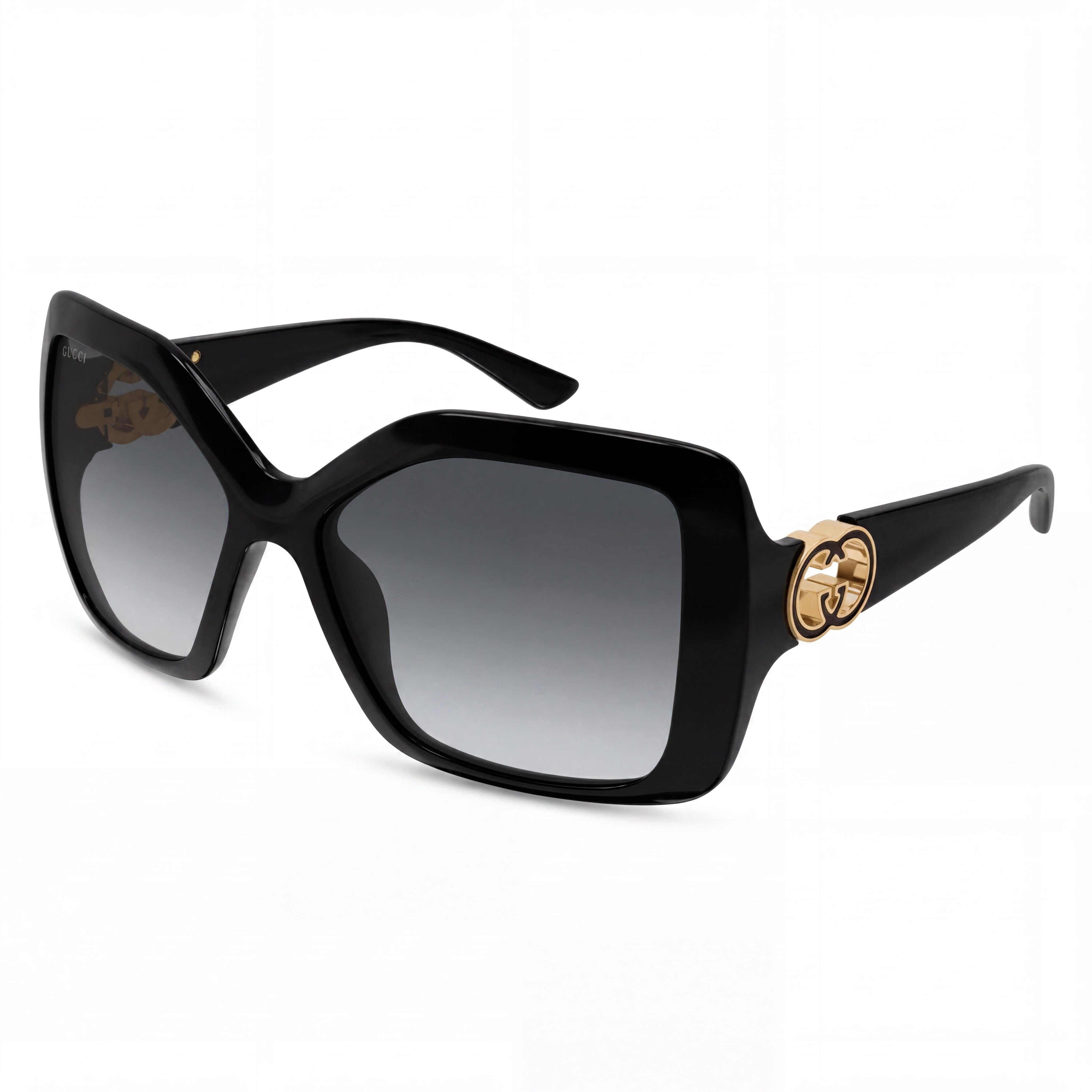 Gafas de sol unisex modernas Gucci con montura negra y lentes negras, puente de 18 mm, patilla de 145 mm, Photo 1