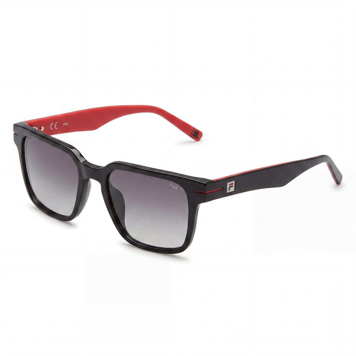 FILA Casual Men's Shiny Black Acetate Frame Sunglasses with Smoke Gradient Lenses 53mm, Photo 1