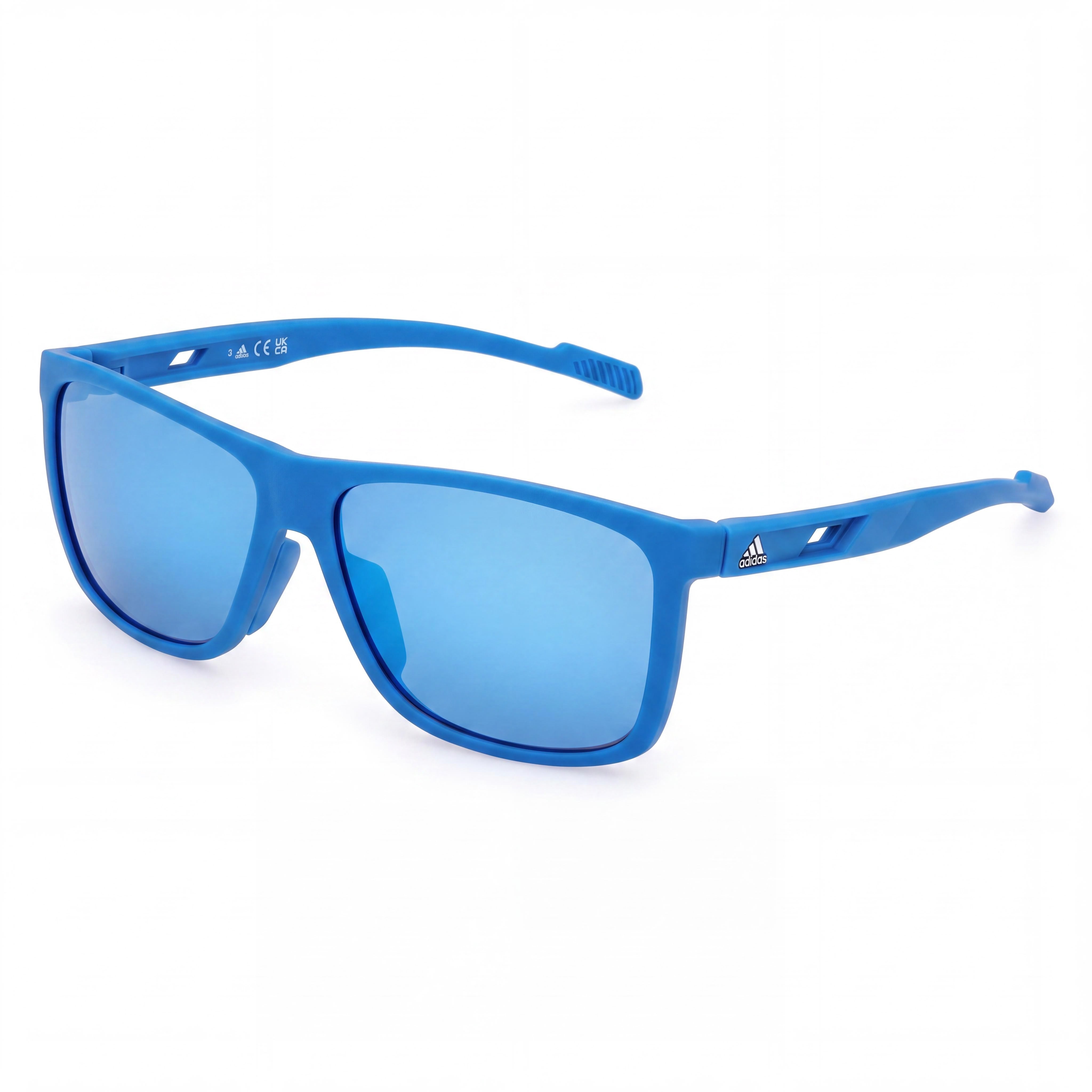 adidas Injected Sunglasses Men's Full Rim Injected Plastic Blue Frame Blue Mirror Lenses UV Protection 60mm, Photo 1