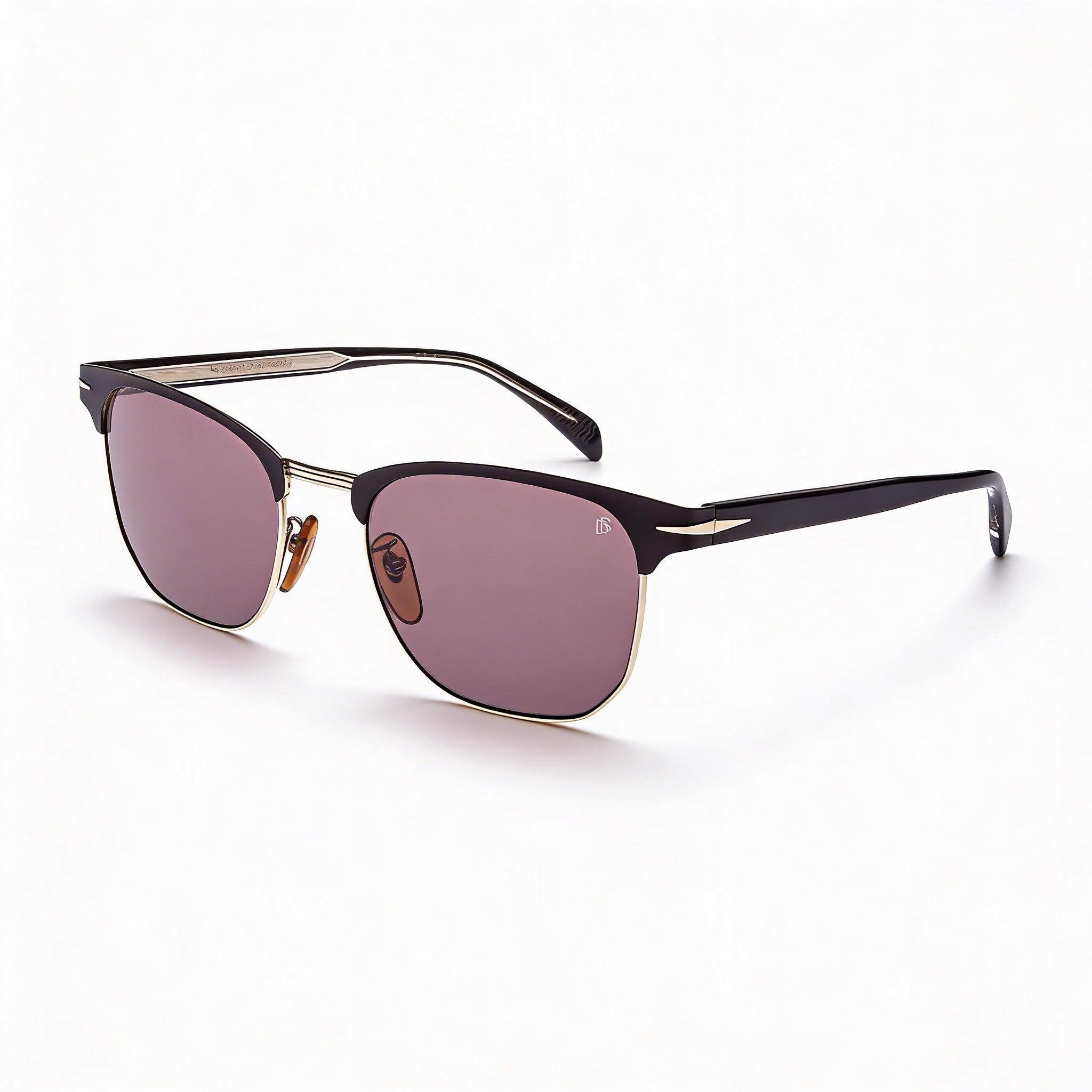 Gafas de sol David Beckham DB 7057/F/S unisex con montura de acero de aleación negro y lentes de policarbonato no polarizadas en negro y dorado de 56 mm., Photo 1