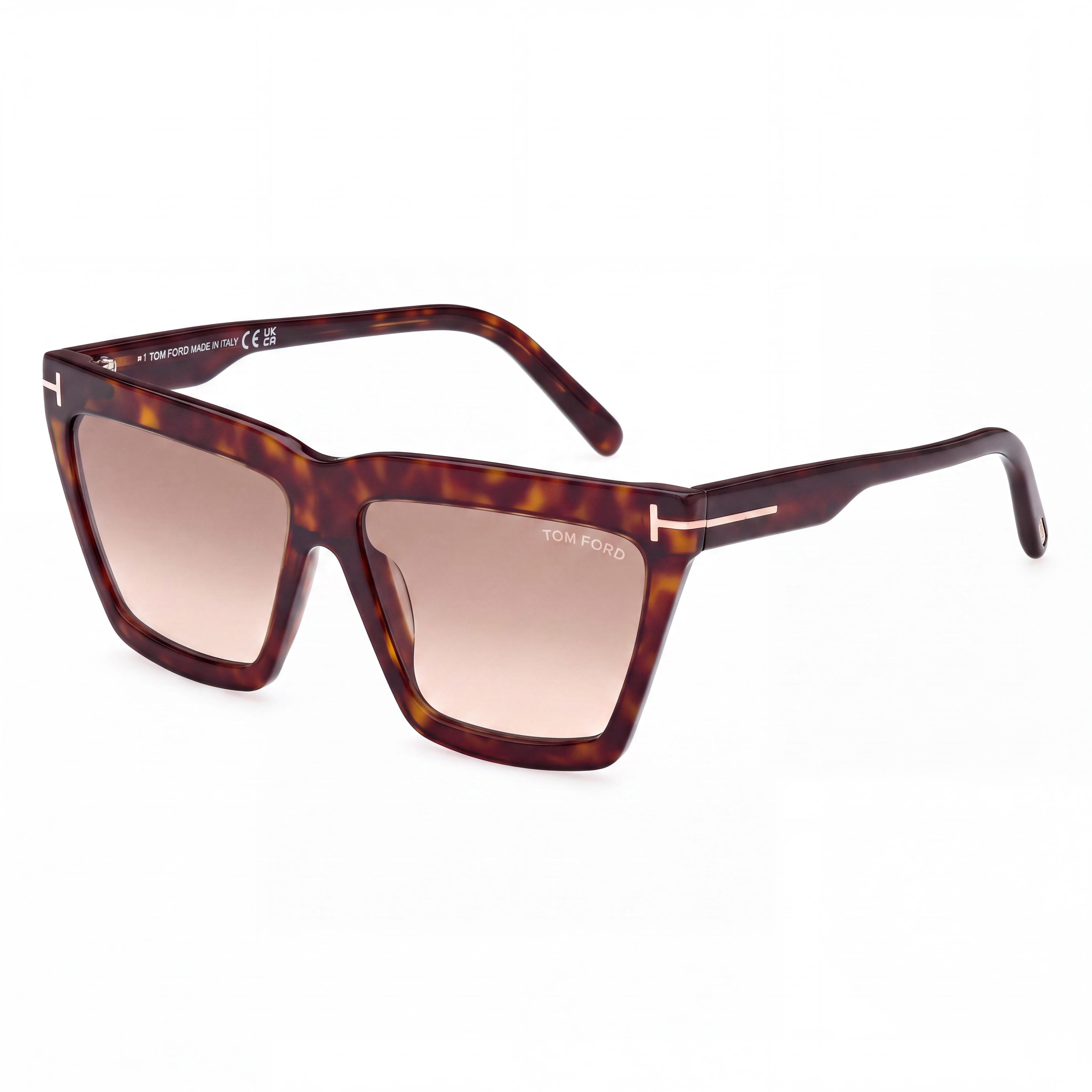 Tom Ford Classic Women's Cat Eye Dark Havana Light Brown Shaded Frame Brown Gradient Non-Polarized 100% UV Protection 56mm Sunglasses, Photo 1
