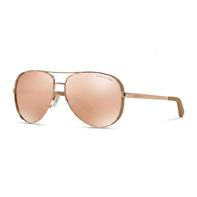 Michael Kors Mk5004 Chelsea Women's Rose Gold Taupe Frame Rose Gold Flash Mirror Lens 59mm UV400 Sunglasses