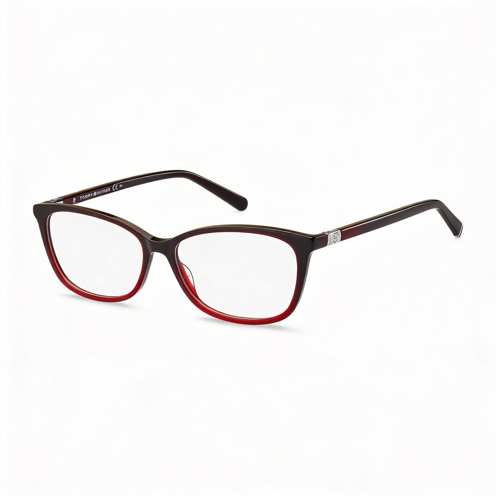 Tommy Hilfiger RECTANGULAR / SQUARE Unisex Plastic Frame Burgundy Red 54mm