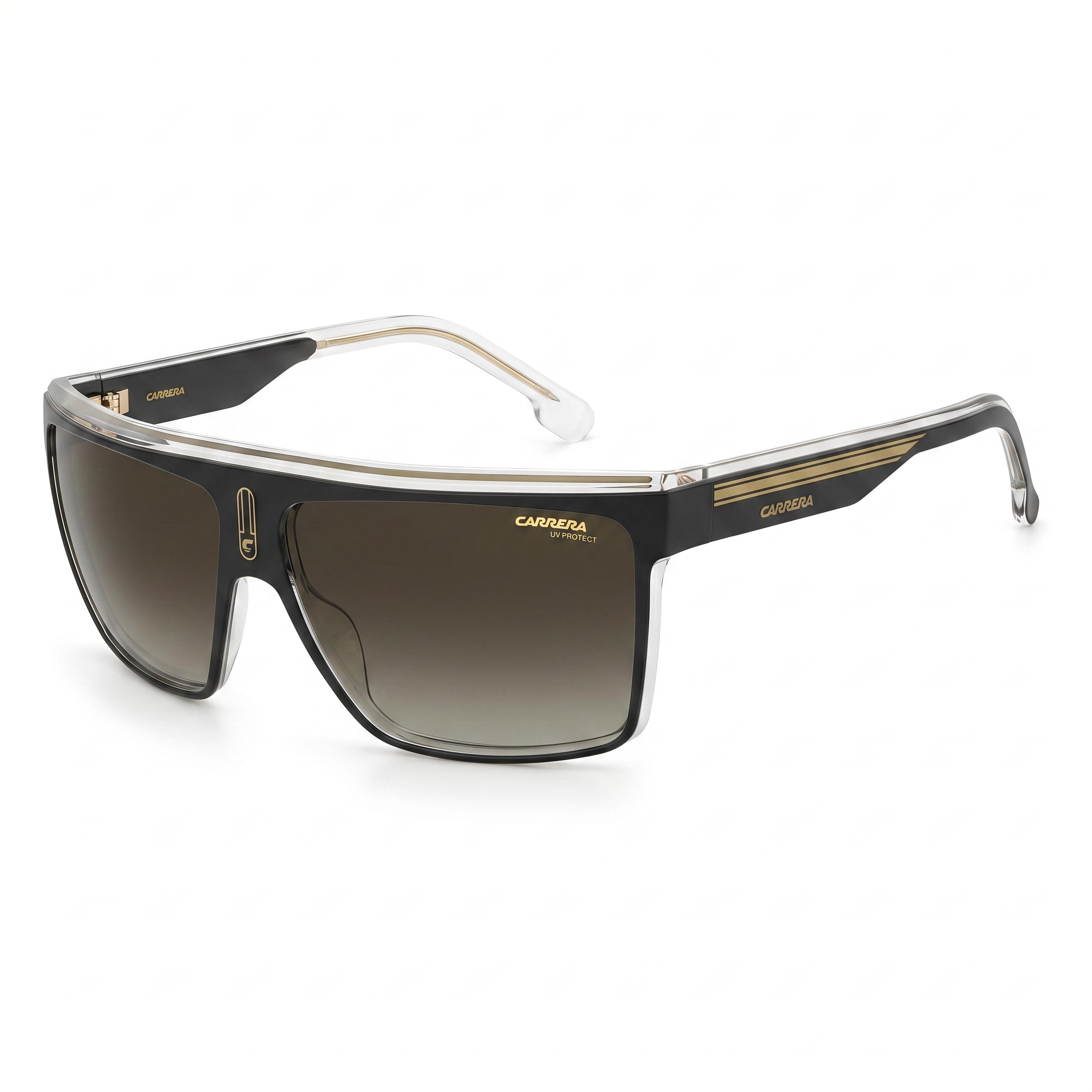 Carrera Carrera 22/N Men's Black Gold Brown Shaded Polyamide Sunglasses Brown Gradient UV Protection Lenses 63mm, Photo 1
