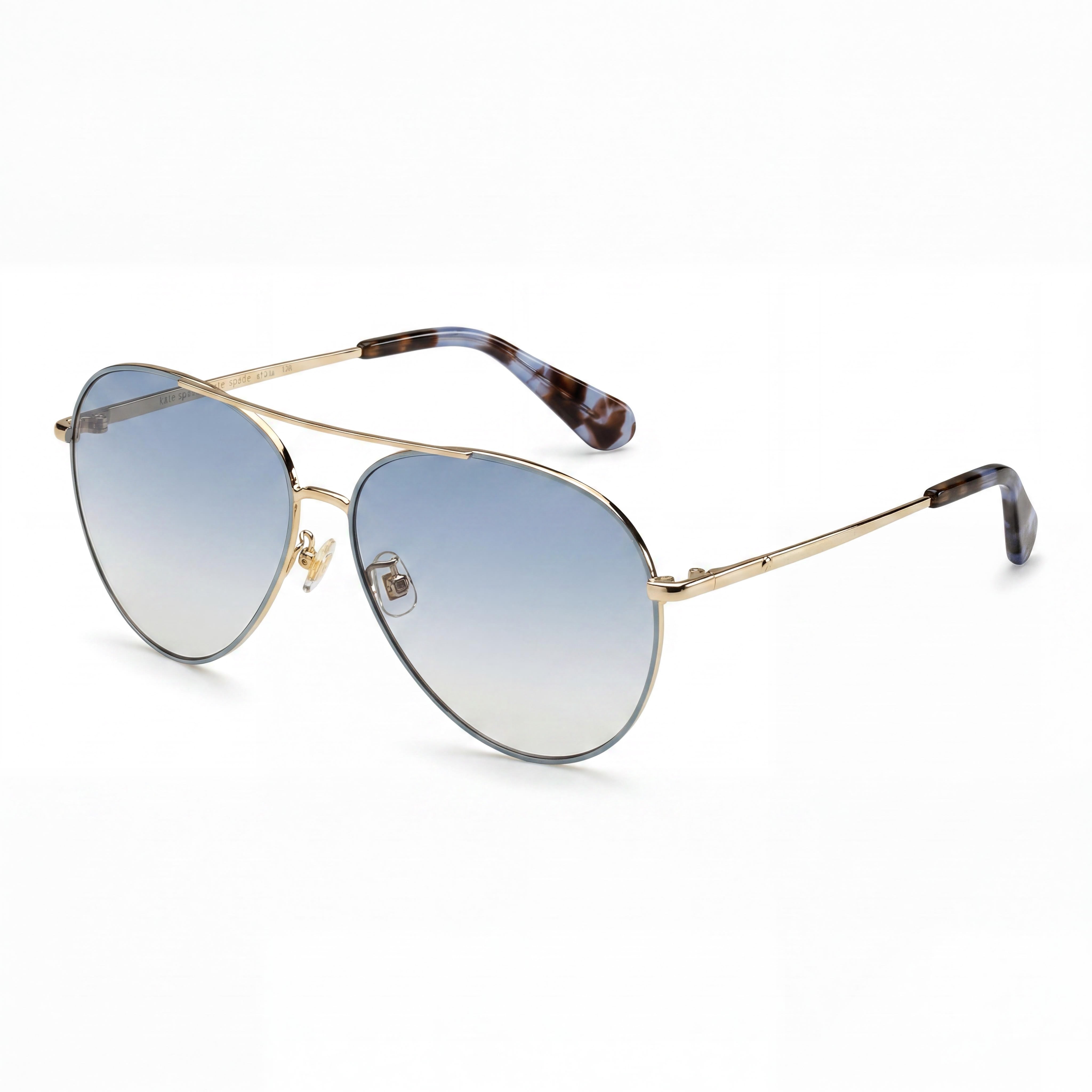 kate spade new york Gafas de sol Carolane/F/S de piloto de metal para mujer con protección UV, armazón azul dorado, lentes azules de 61 mm, Photo 1