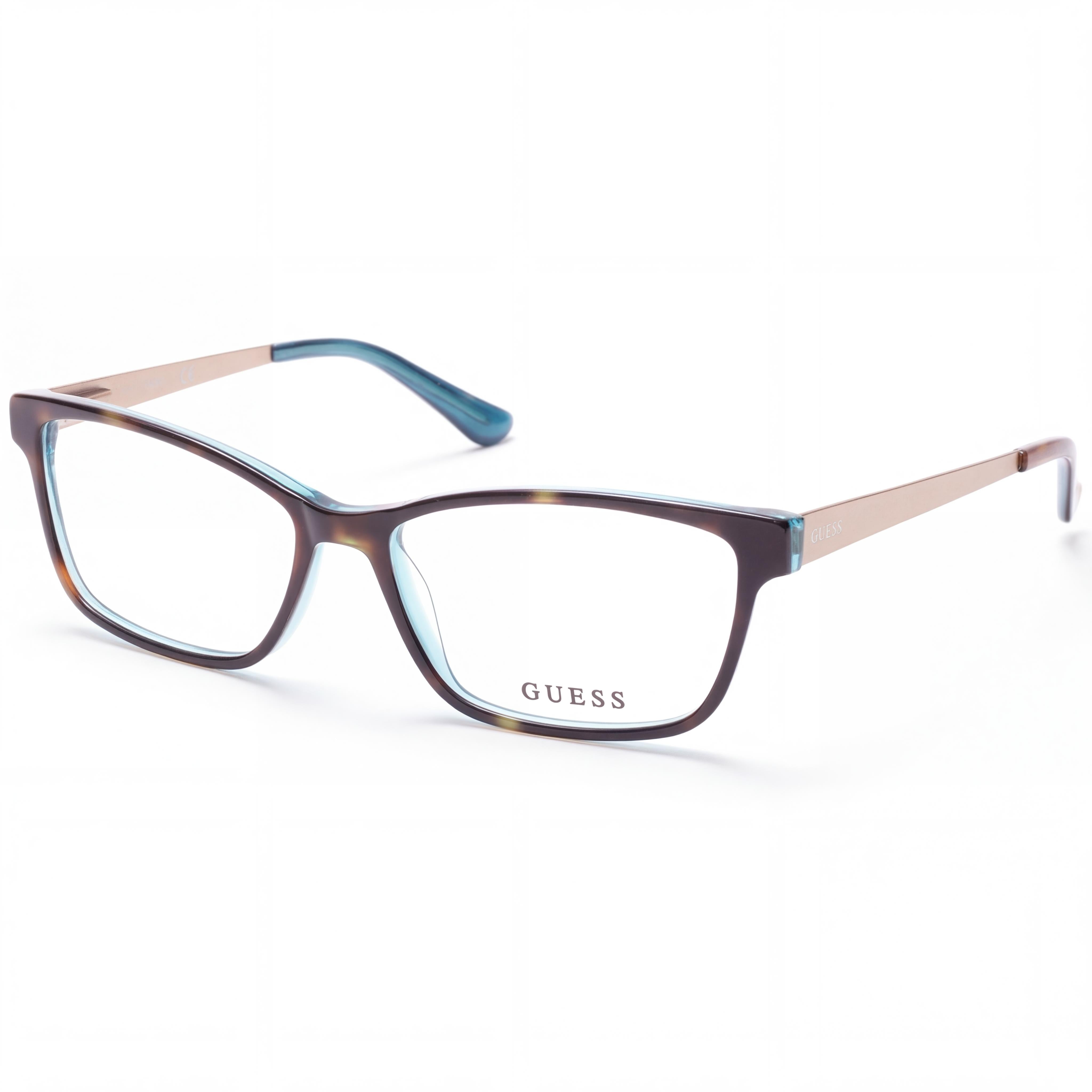 Guess Gu2538 Women's Plastic Frame Eyewear with Clear Lenses, Havana Monocolor and Shiny Pink Gold, 53mm, Photo 1