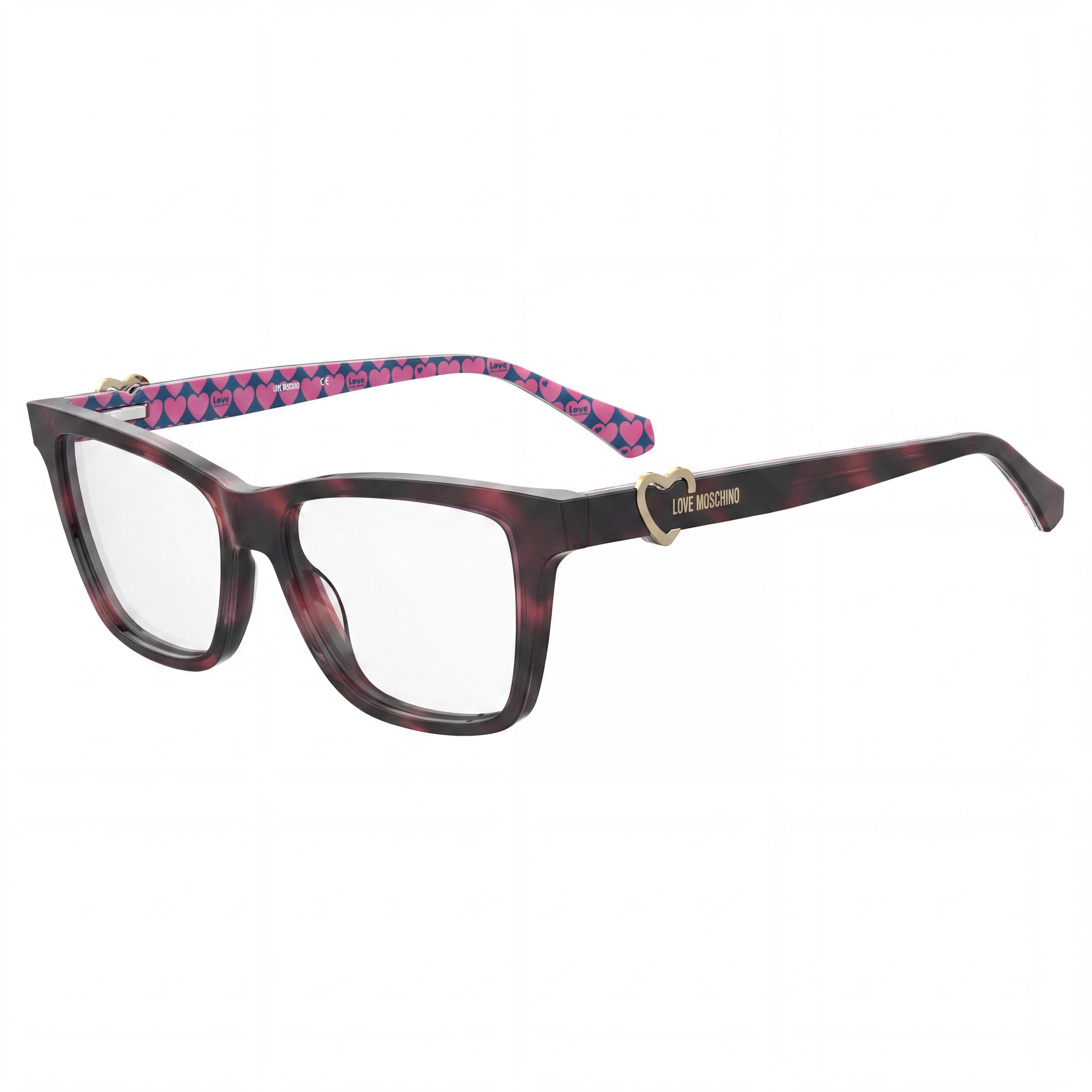 Love Moschino Rectangular Square Women's Multicolored Acetate Eyeglasses 52mm Clear Demo Lenses, Photo 1