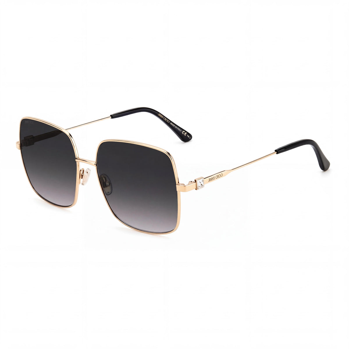 Gafas de sol para mujer JIMMY CHOO Lili/S de montura cuadrada de acero inoxidable en color negro y dorado con protección UV, 58 mm, Photo 1