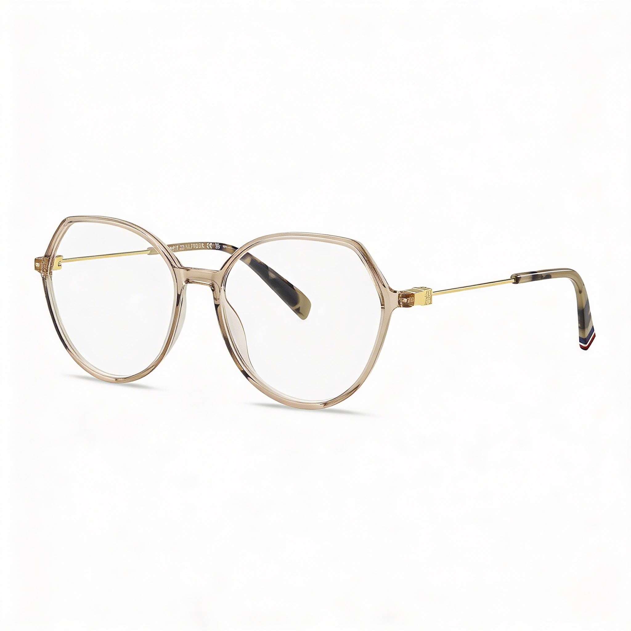 Gafas de sol Tommy Hilfiger ROUND GEOMETRICAL para mujer con lentes transparentes de poliamida color piel 54-16-140, Photo 1