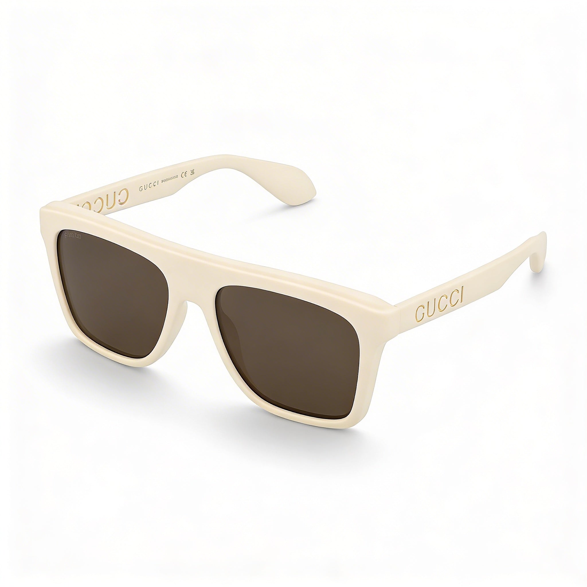 Gucci Men's Square/Rectangle White Brown Plastic Sunglasses 57mm, Photo 1