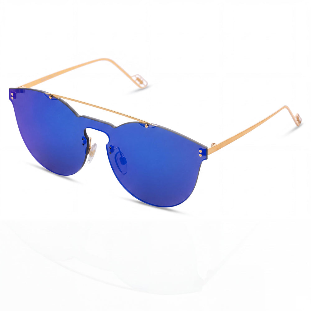 Unknown Women's Composite Sky Blue Frame Clear Non-Polarized Sunglasses, 60mm Lens Width