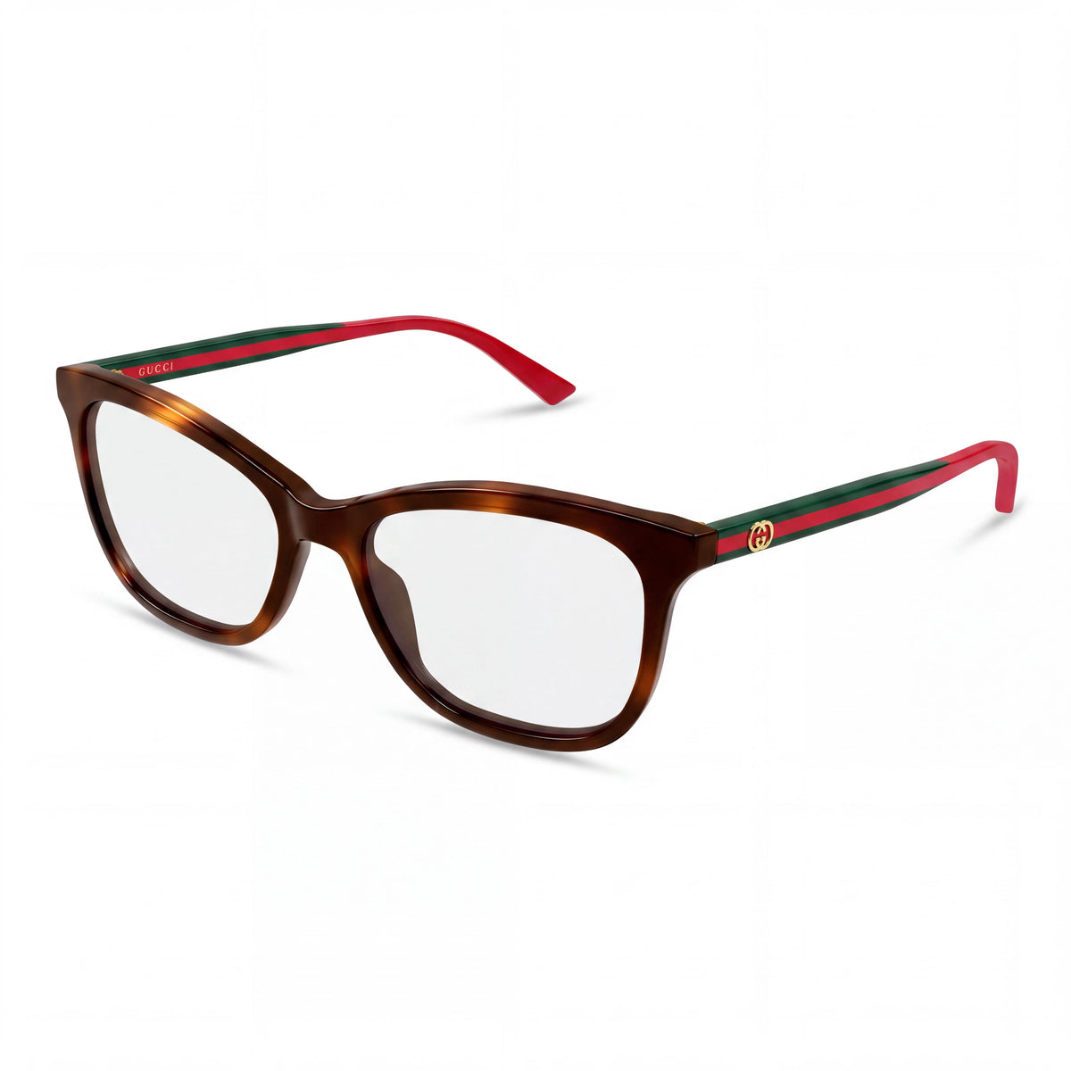Gucci 2117o-002 Unisex Classic Acetate Eyeglasses Havana Transparent Green Multicolor Lens 54-17-145mm, Photo 1
