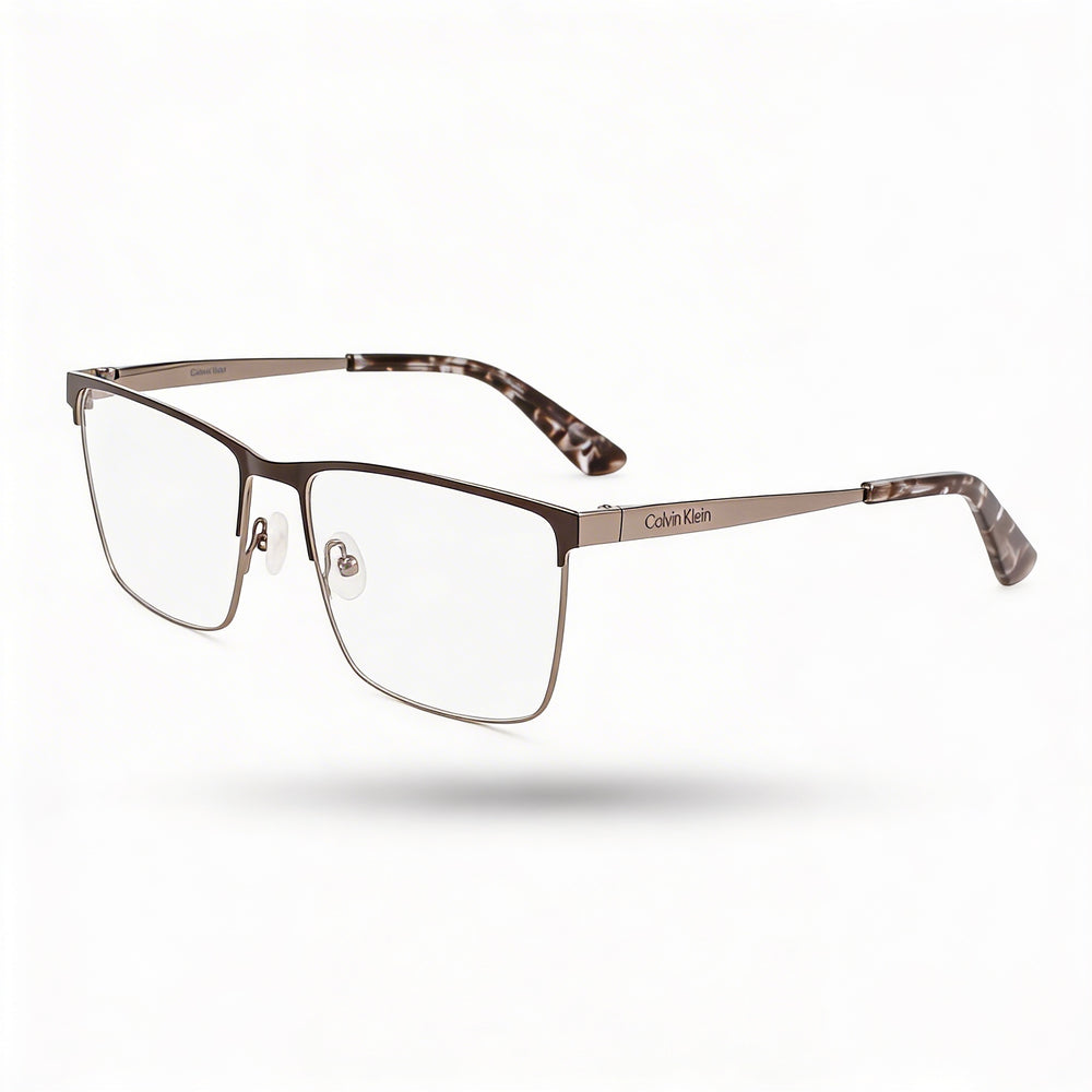 Gafas unisex Calvin Klein Ck22102 de metal rectangulares, color negro y metalizado, 57 mm