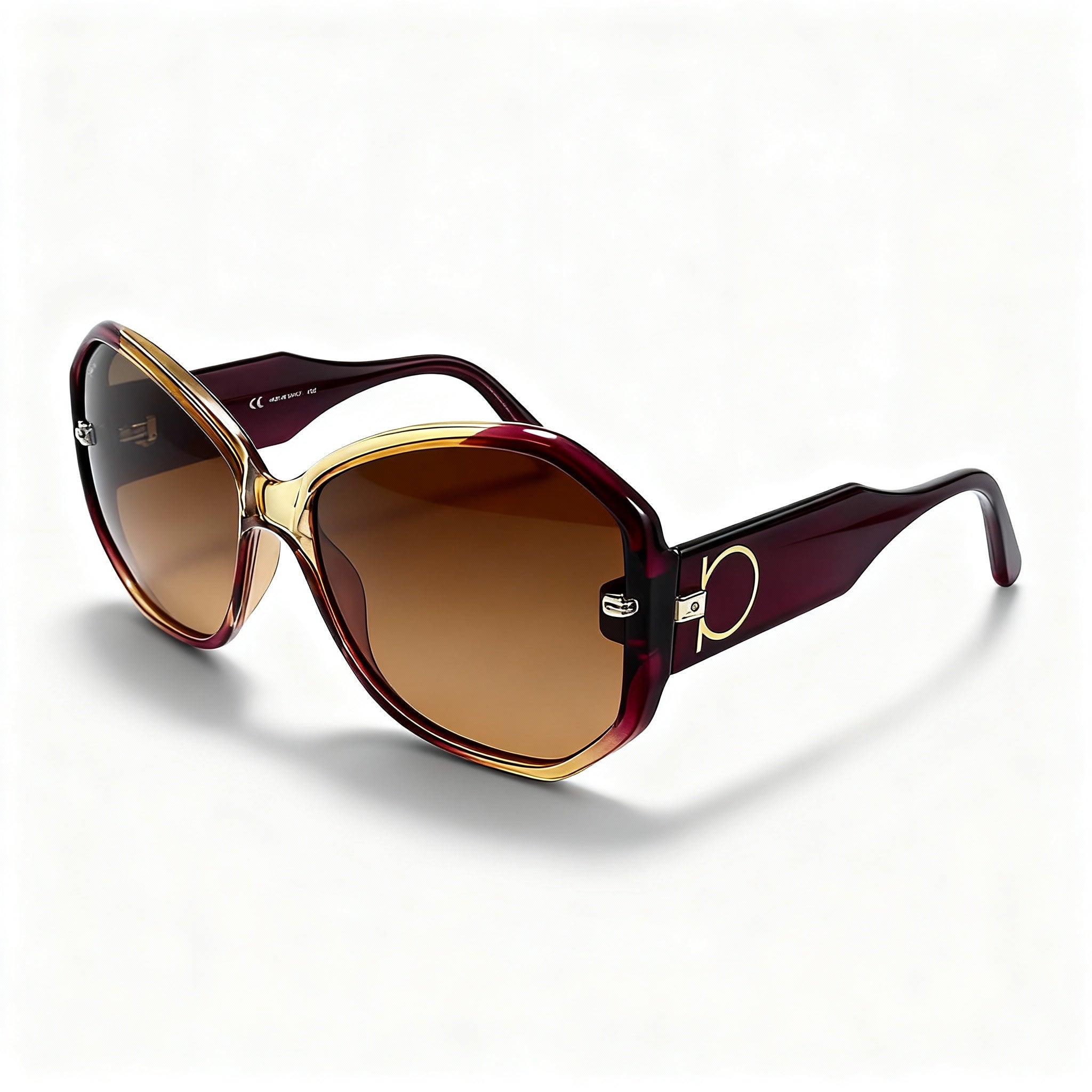Salvatore Ferragamo Contemporary Women's Titanium Wine Caramel Grey Gradient Sunglasses 61-17-145