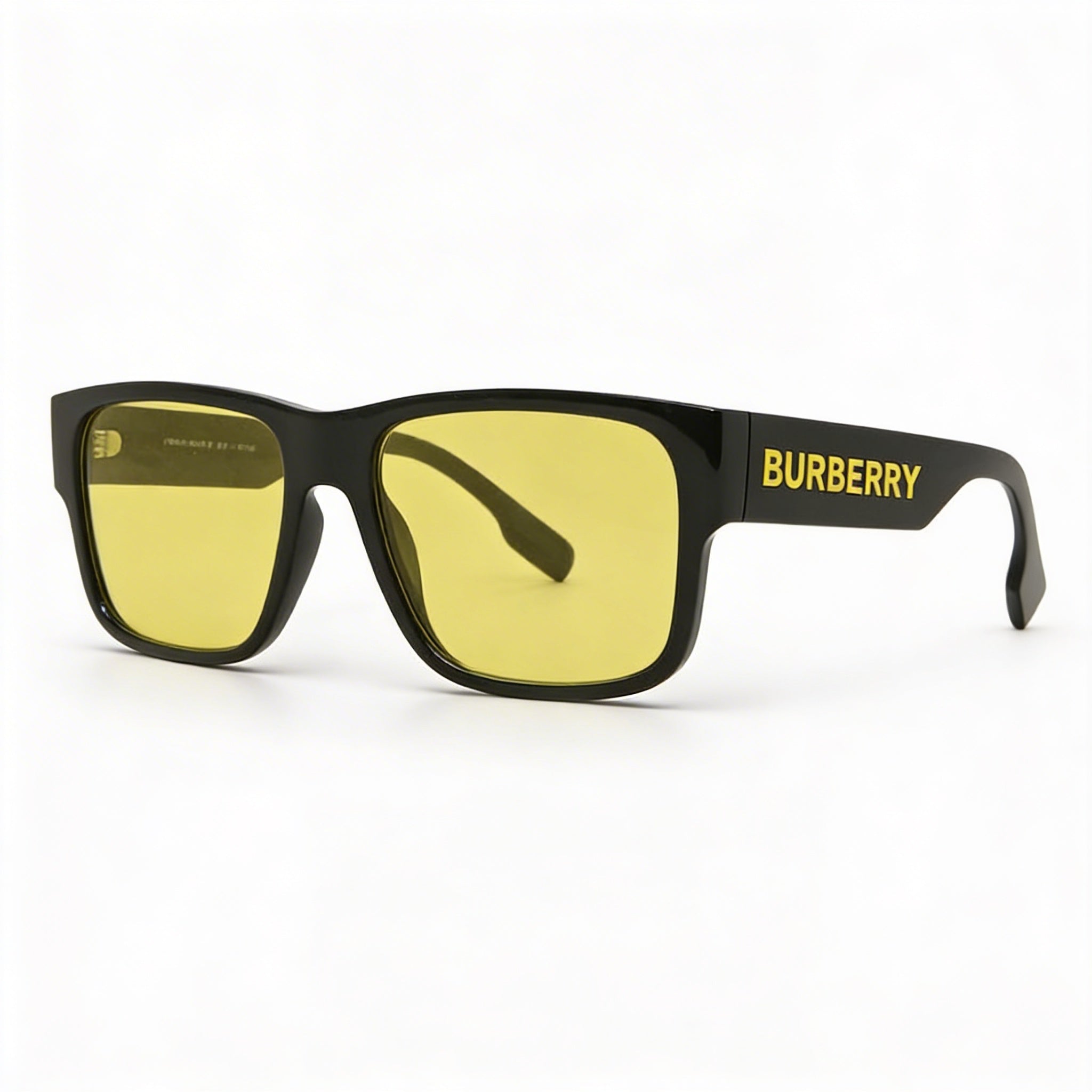 Gafas de sol BURBERRY Knight Geometric para hombre, armazón de propionato negro, lentes amarillas con protección UV de 57 mm, Photo 1