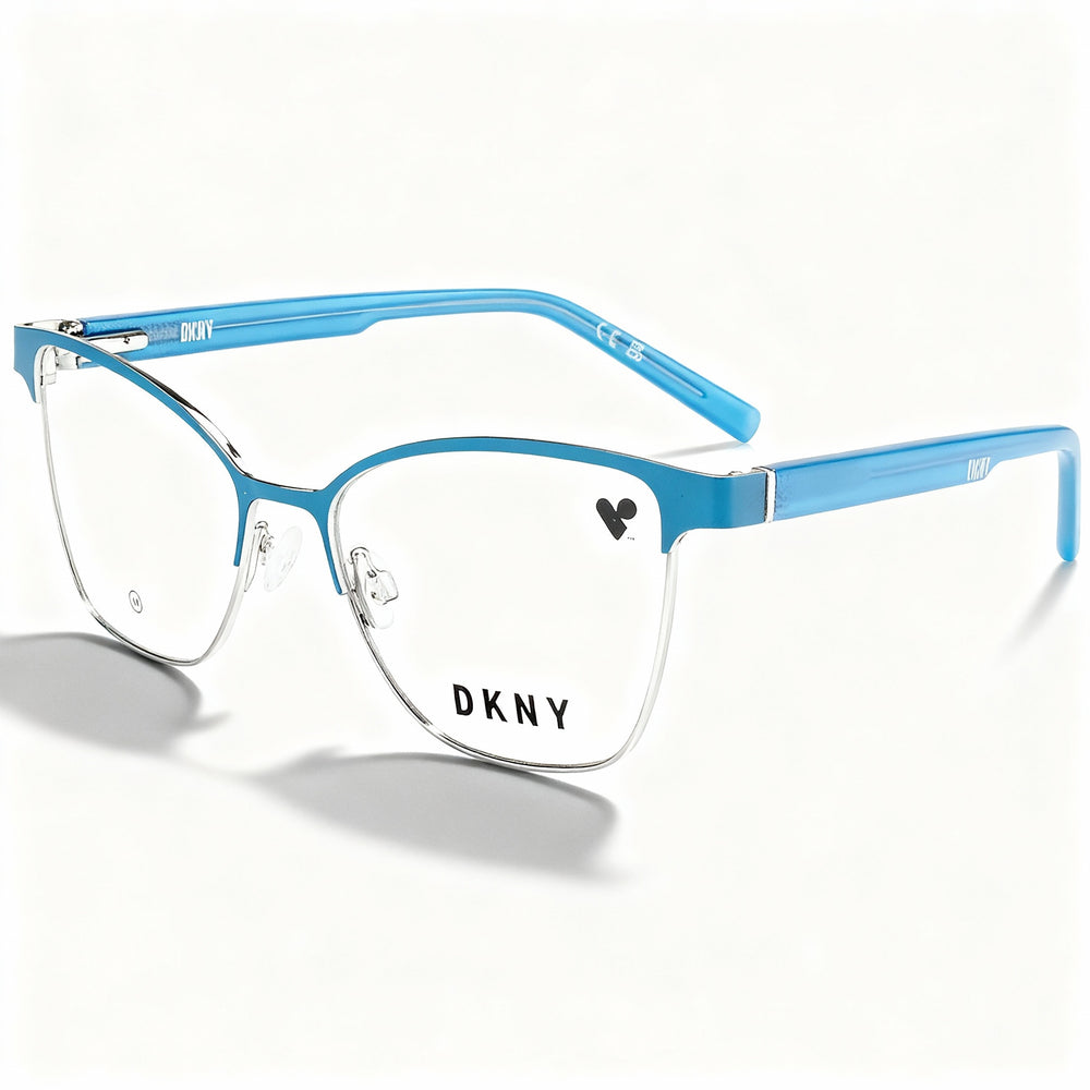 DKNY DK3007 Modern Unisex Acetate Frame Polycarbonate Non-Polarized Eyeglasses Blue Teal Silver 52mm