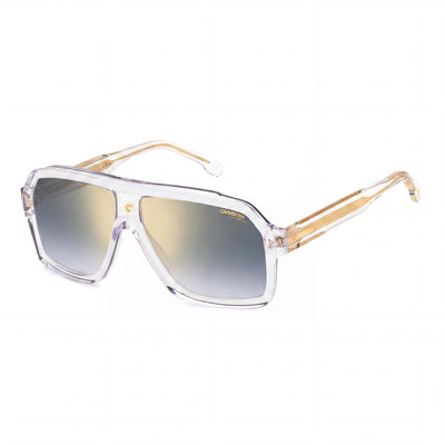 Gafas de sol Carrera Classic 1053/S unisex con montura de acetato transparente, lentes azules degradadas con efecto espejo dorado y protección UV de 60 mm