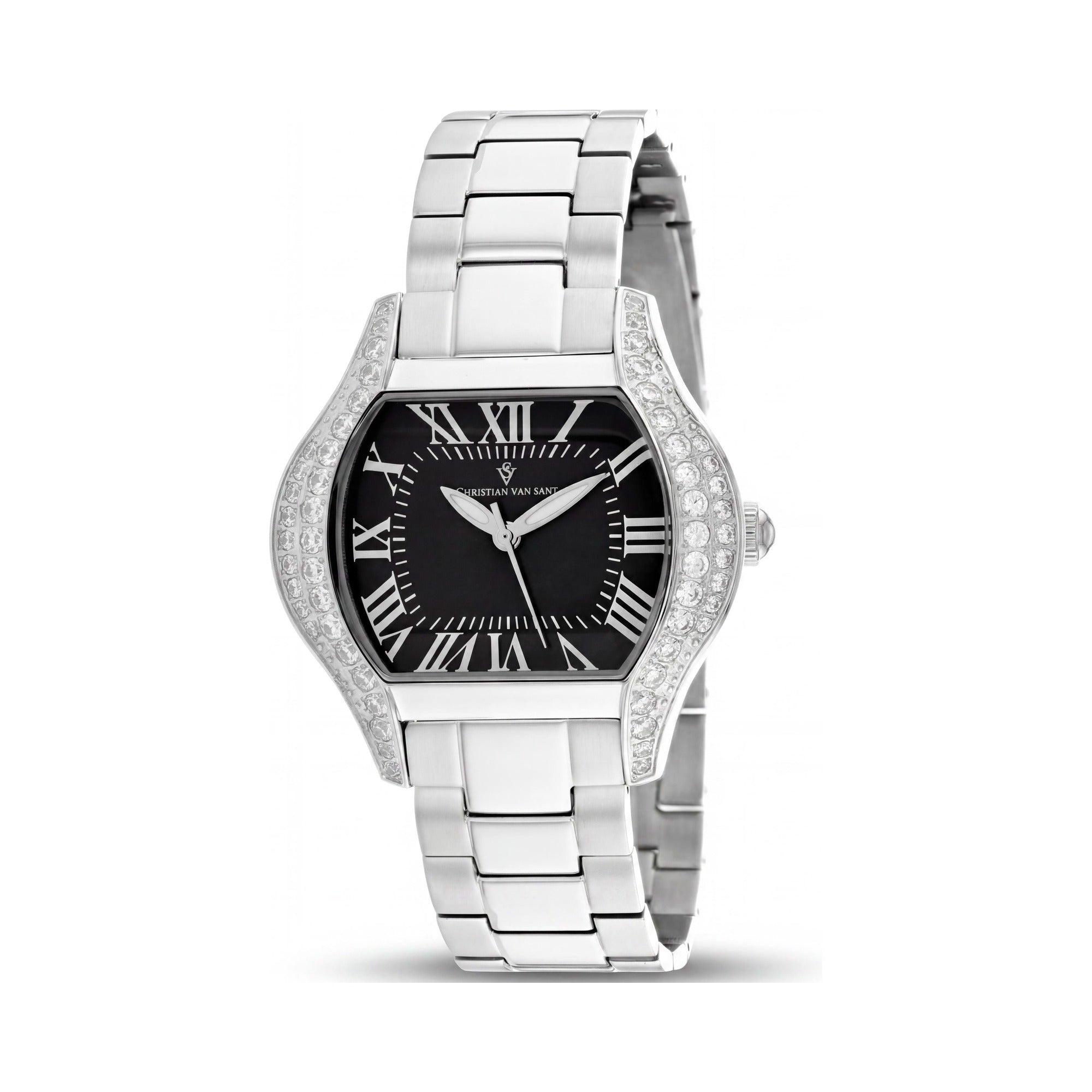 Christian Van Sant CV1831 Women's Black Dial Quartz Water Resistant Watch with Stainless Steel Case & Bracelet, Photo 1