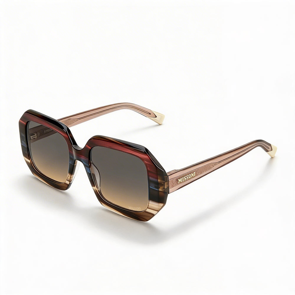 Gafas de sol clásicas Missoni para mujer, acetato havana con degradado gris, protección UV, 53 mm