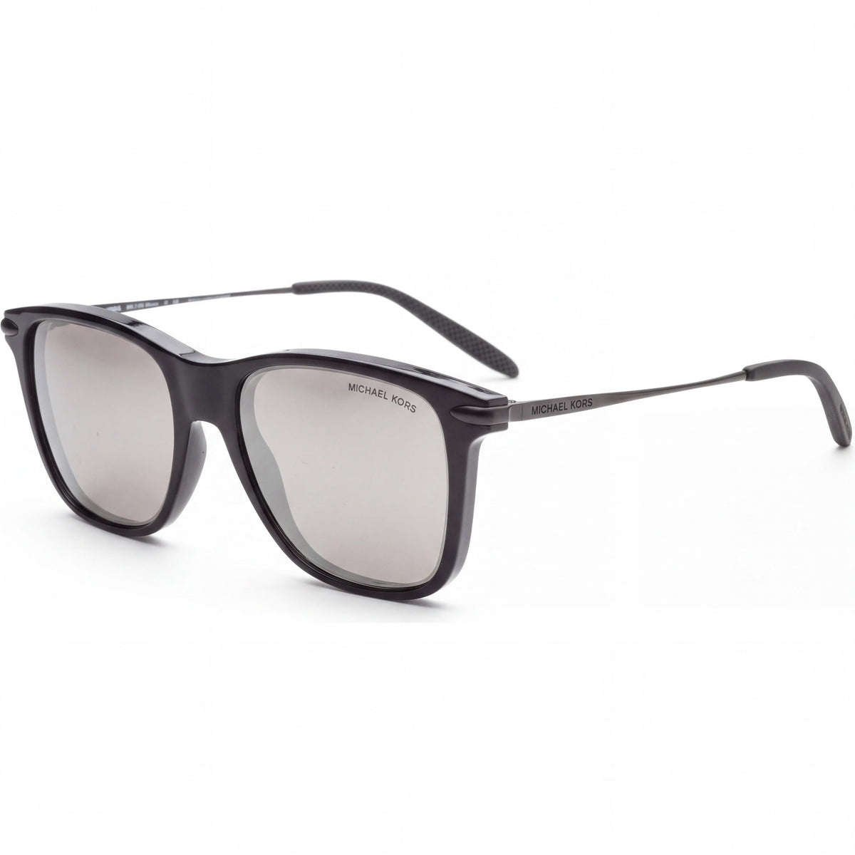 Michael Kors Reno Men's Square Black Silver Mirror Sunglasses with Silver Mirrored Lenses, UV Protection, 55mm, Photo 1