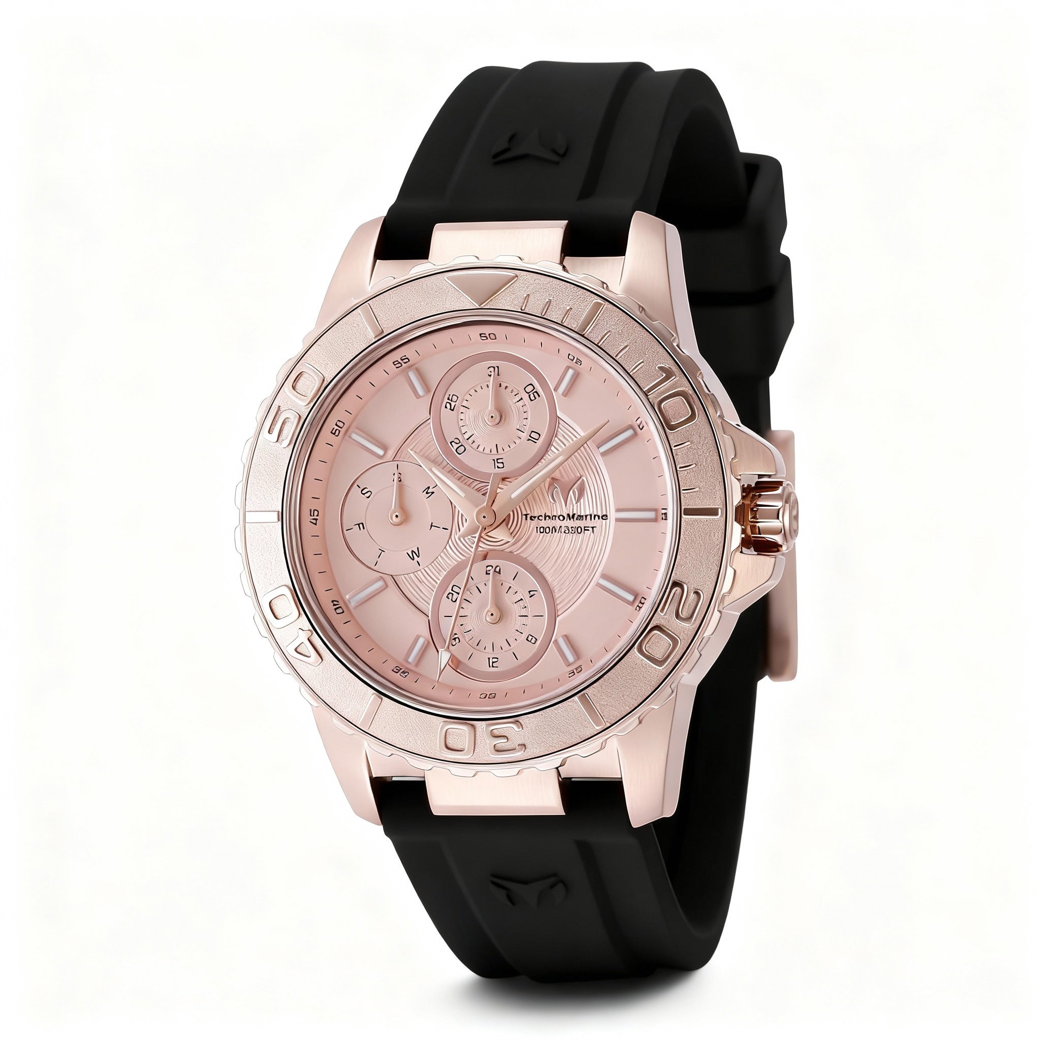 TechnoMarine Sea TM-725015 Women's 36mm Chronograph Watch with Rose-gold Stainless Steel Case & Silicone Strap
