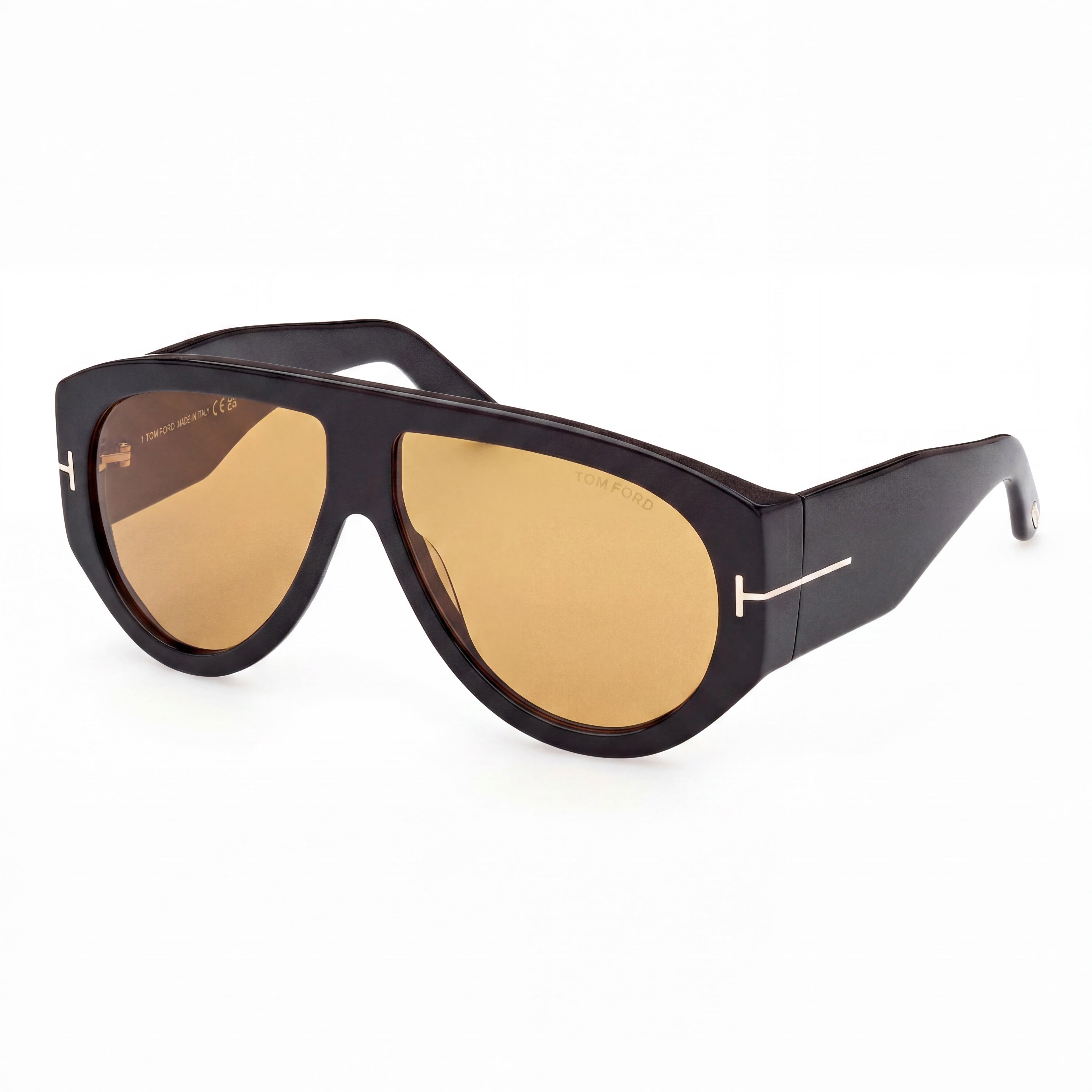 Tom Ford Bronson Unisex Shiny Black Brown Pantographed Plastic Dark Brown Non-Polarized UV Protection Sunglasses 60mm, Photo 1