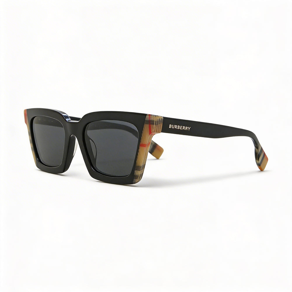 BURBERRY Vintage Cat Eye Women's Black Acetate Sunglasses, Dark Grey Non-Polarized Lenses, 52mm, UV Protected