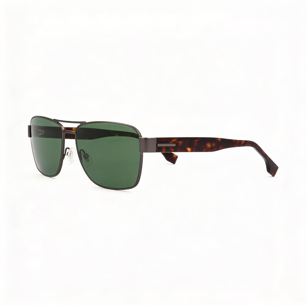 Hugo Boss Modern Unisex Havana Stainless Steel Sunglasses, Green Non-Polarized Lenses, UV Protected, 60mm