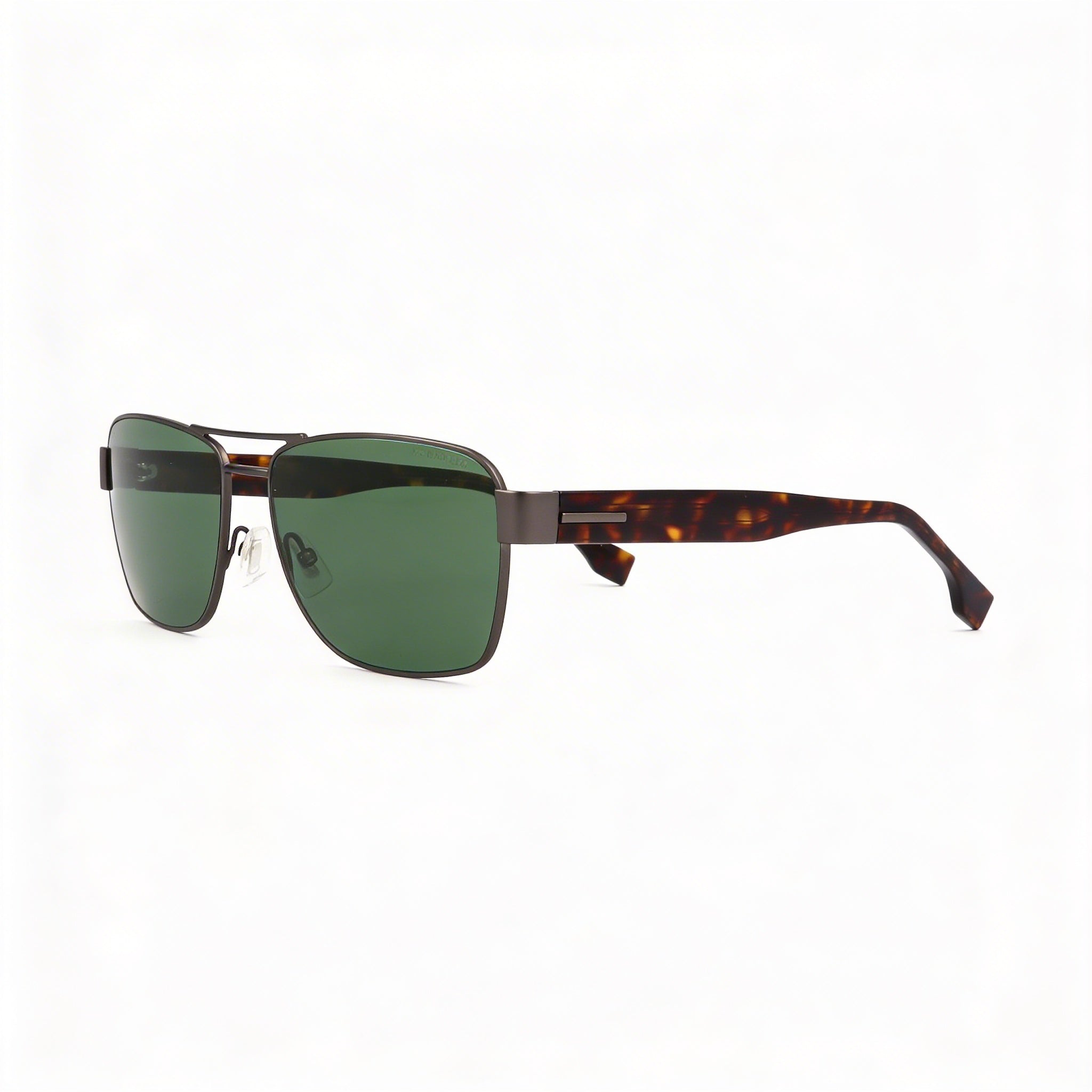 Hugo Boss Modern Unisex Havana Stainless Steel Sunglasses, Green Non-Polarized Lenses, UV Protected, 60mm, Photo 1