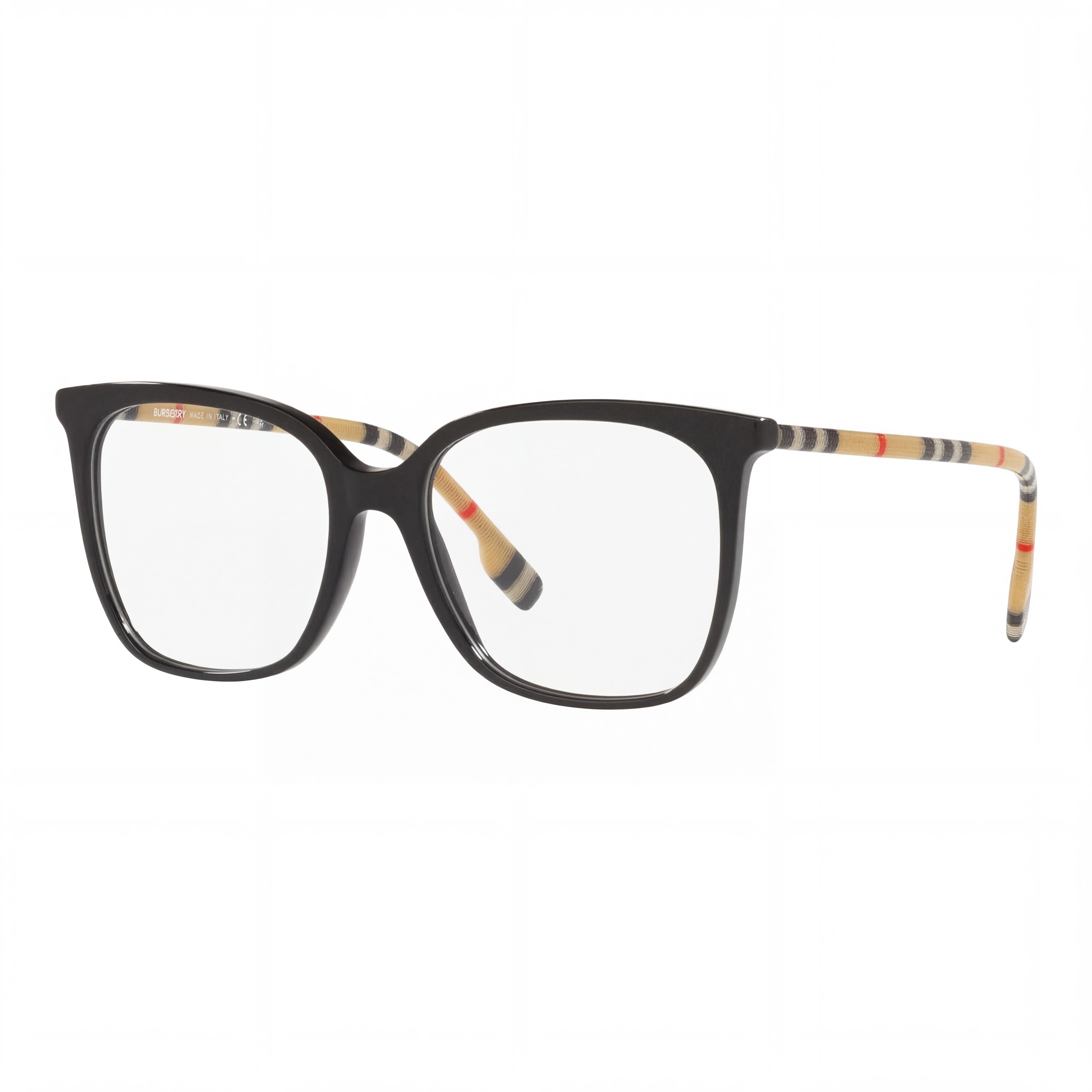 BURBERRY Be 2367 Gafas para mujer con montura de acetato negro brillante y lentes de demostración de policarbonato de 54 mm, Photo 1