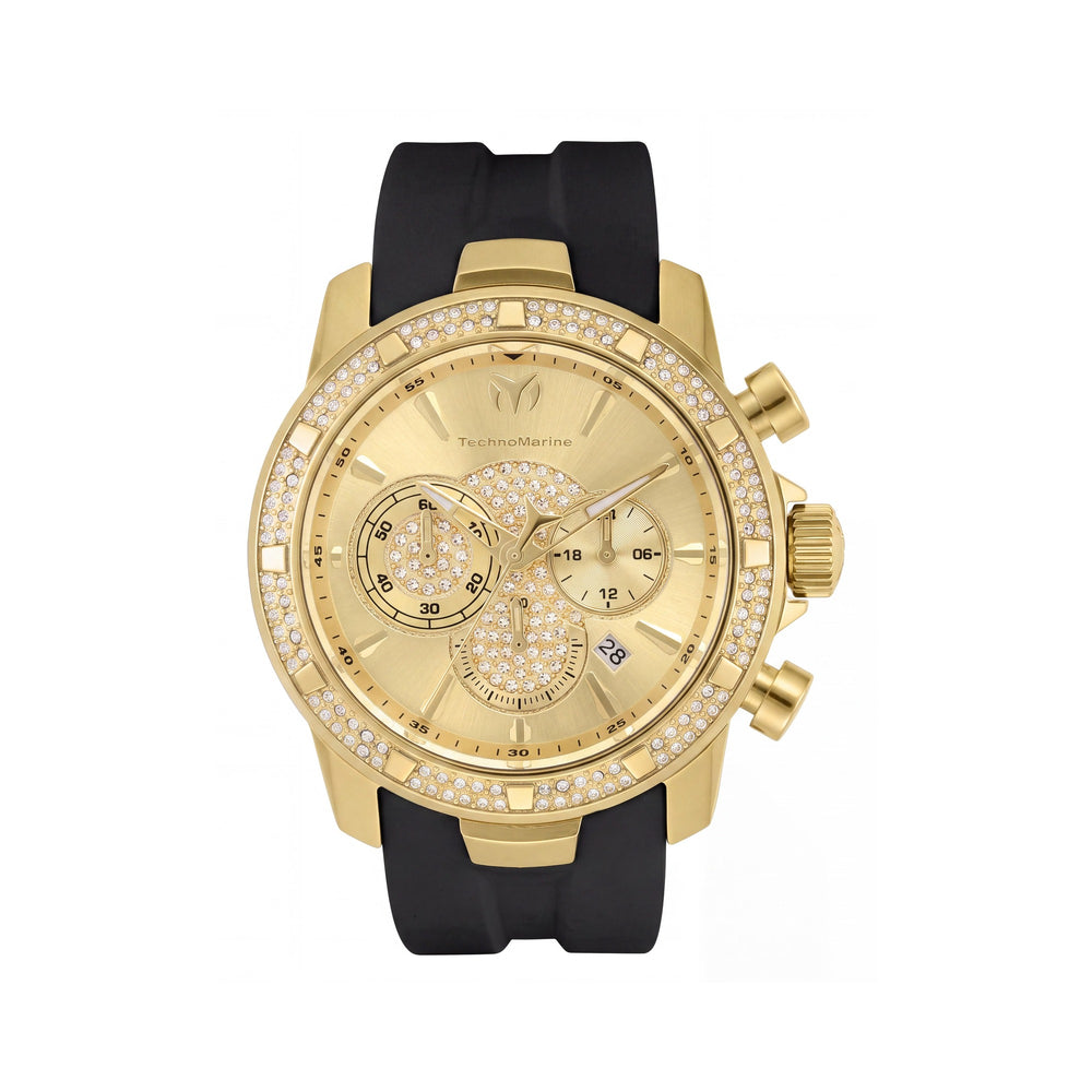 Technomarine TM-621012 Men's Japanese 45mm Gold-Tone Stainless Steel Black Silicone Glow In The Dark 100M WR Watch